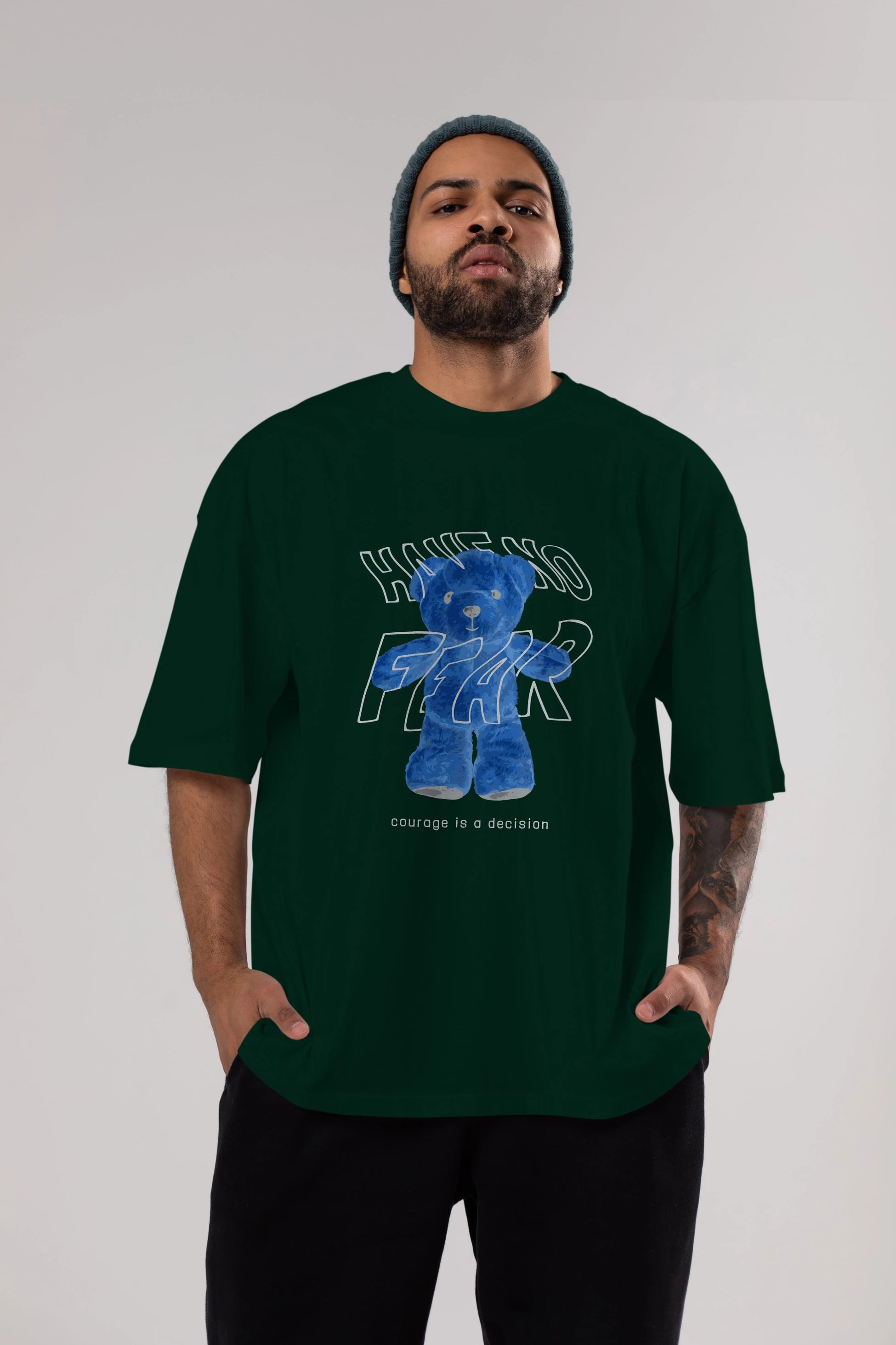 Have no Fear Bear Ön Baskılı Oversize t-shirt Erkek Kadın Unisex