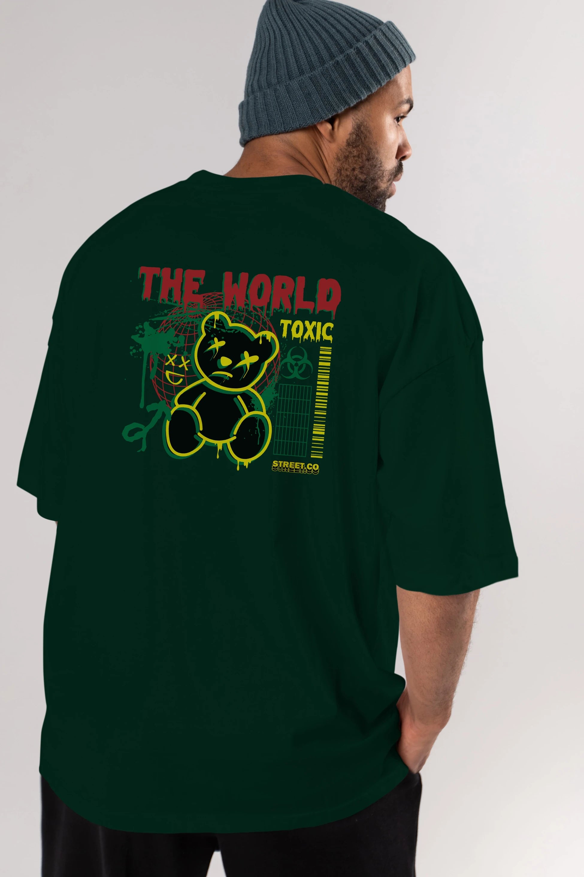 The World Toxic Bear Arka Baskılı Oversize t-shirt Erkek Kadın Unisex