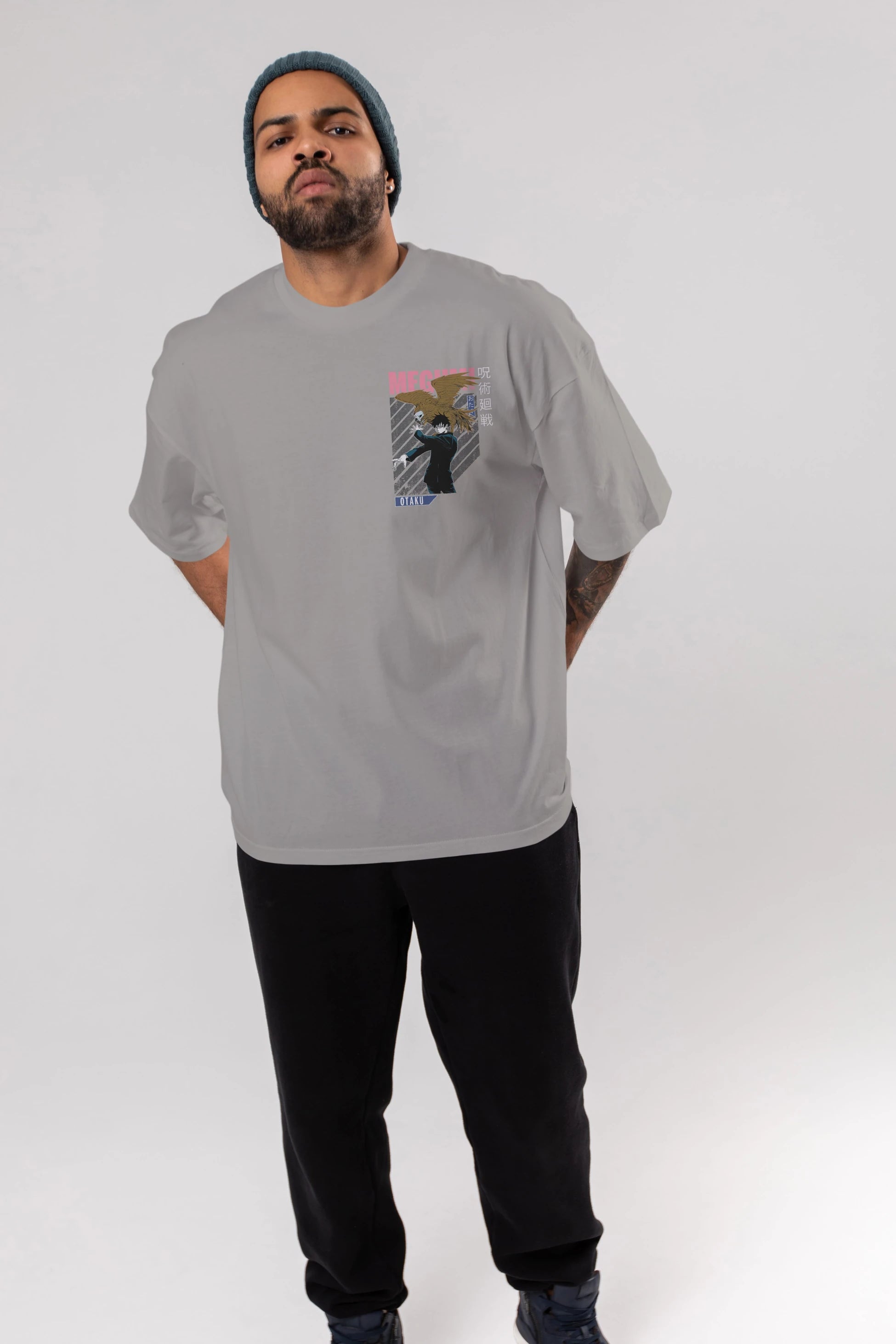 Megumi Fushiguro 2 Ön Sol Baskılı Oversize t-shirt Erkek Kadın Unisex %100 Pamuk Bisiklet Yaka tişort