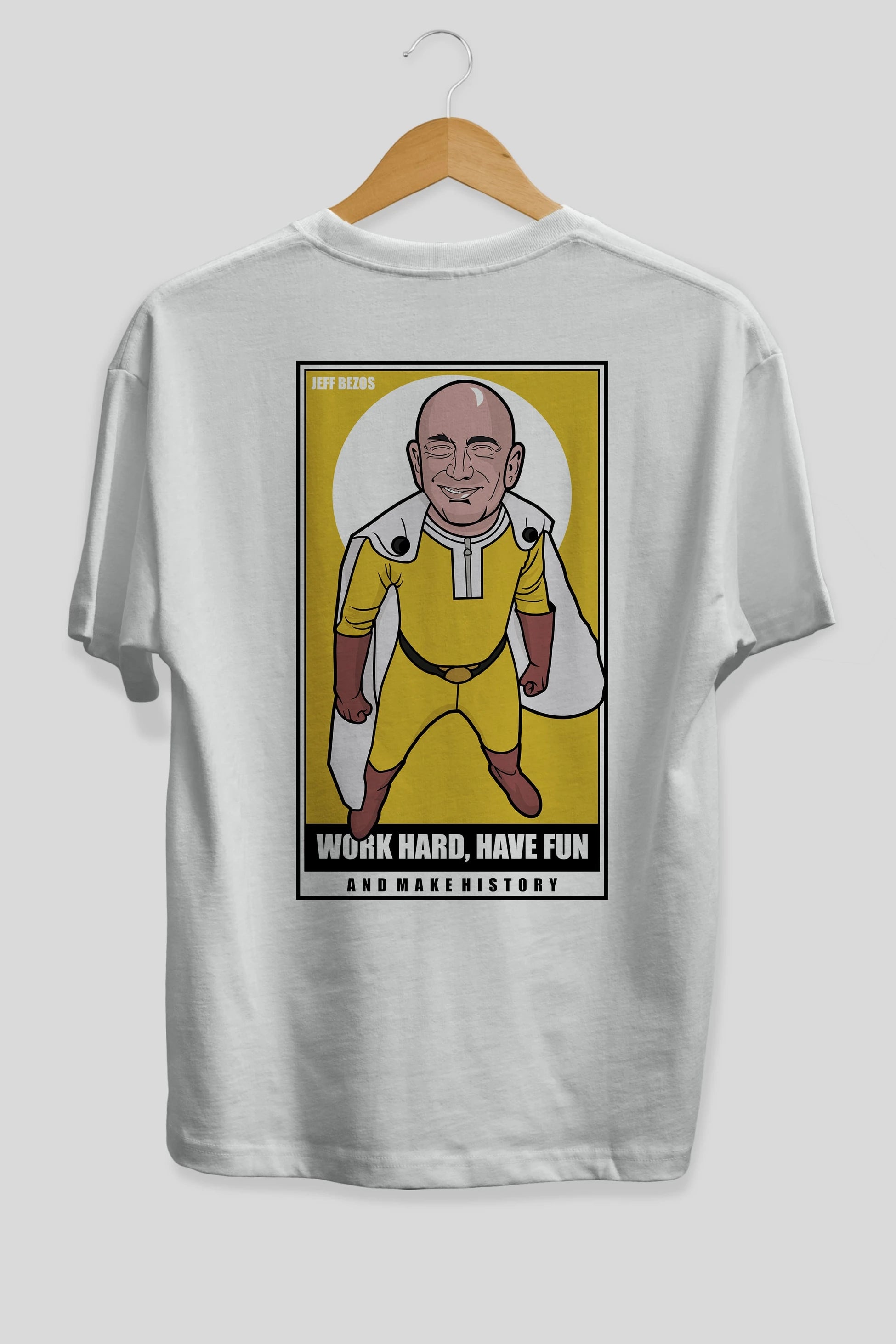 Jeff Bezos Saitama Arka Baskılı Oversize t-shirt Erkek Kadın Unisex %100 Pamuk tişort