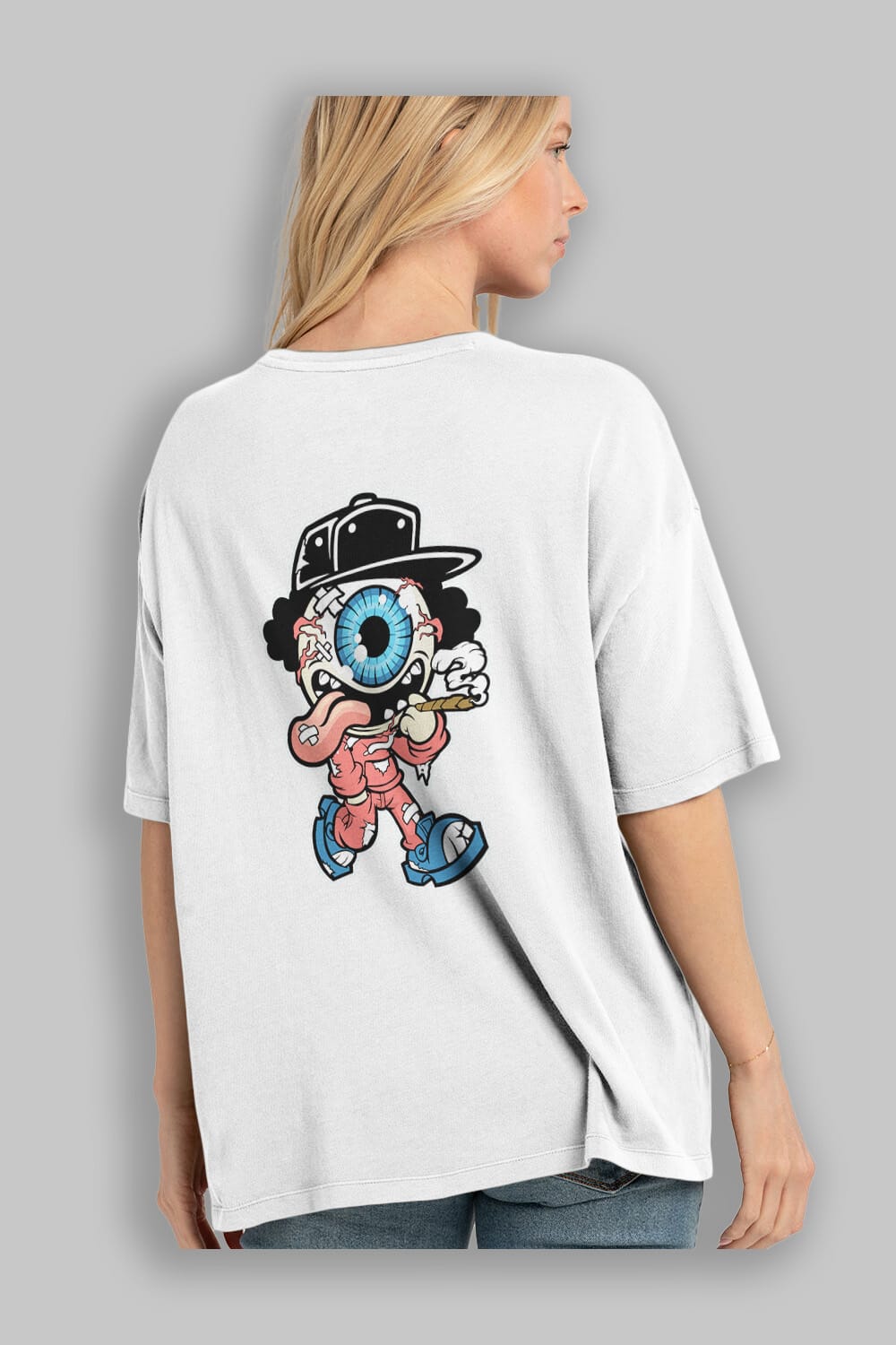 Eyeball Monster Arka Baskılı Oversize t-shirt Erkek Kadın Unisex %100 Pamuk tişort