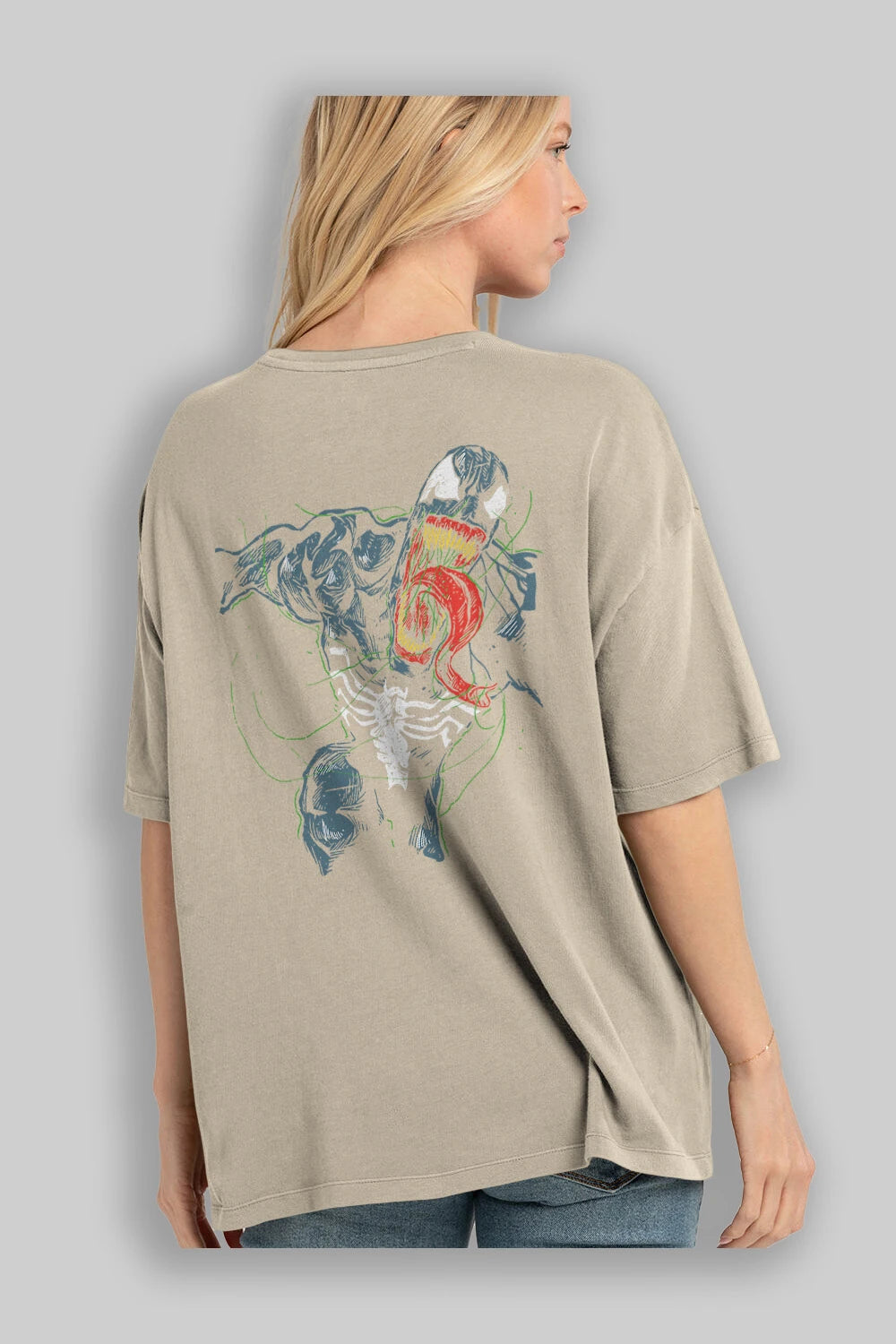 Venom (6) Arka Baskılı Oversize t-shirt Erkek Kadın Unisex %100 Pamuk Bisiklet Yaka tişort