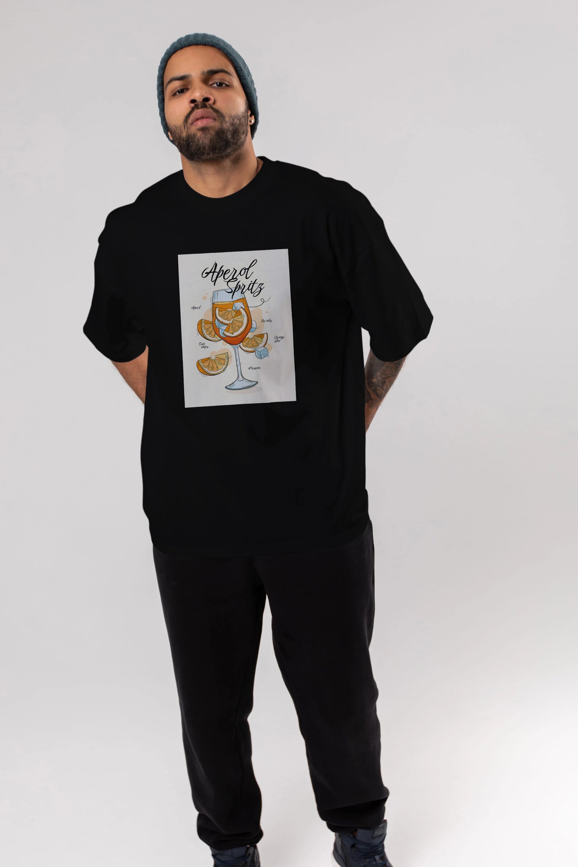 Aperol Spritz 6 Ön Baskılı Oversize t-shirt Erkek Kadın Unisex %100 Pamuk Bisiklet Yaka tişort