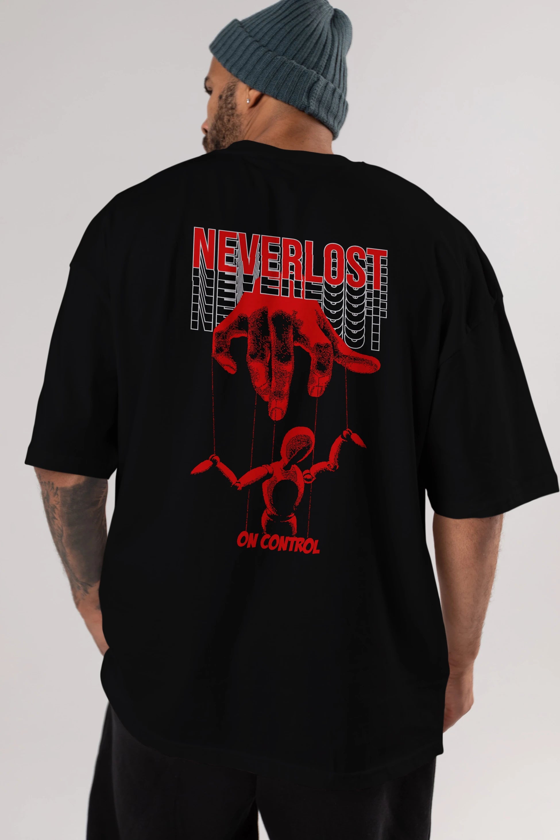 Neverlost on Control Arka Baskılı Oversize t-shirt Erkek Kadın Unisex