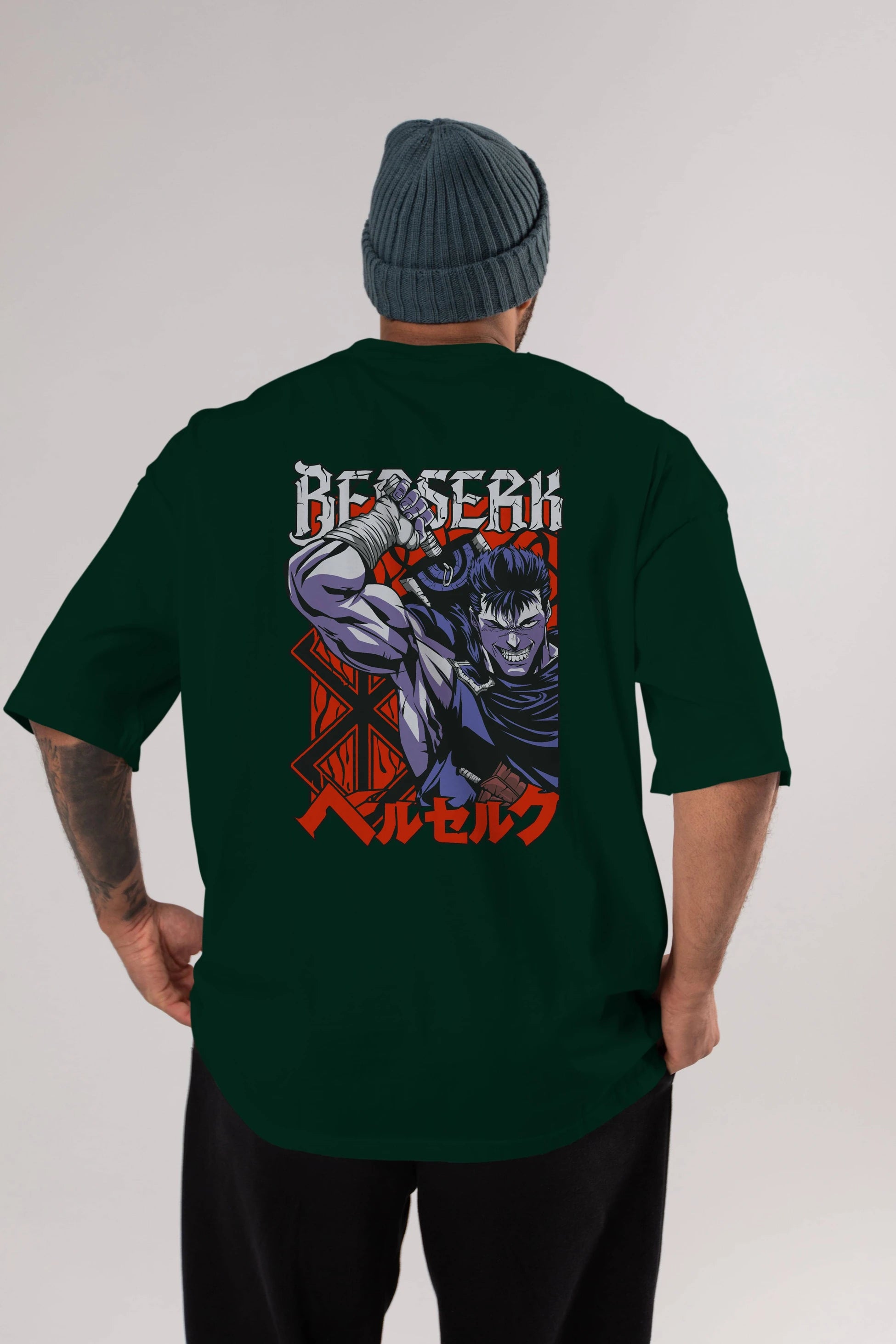 GUTS berserk Anime Arka Baskılı Oversize t-shirt Erkek Kadın Unisex