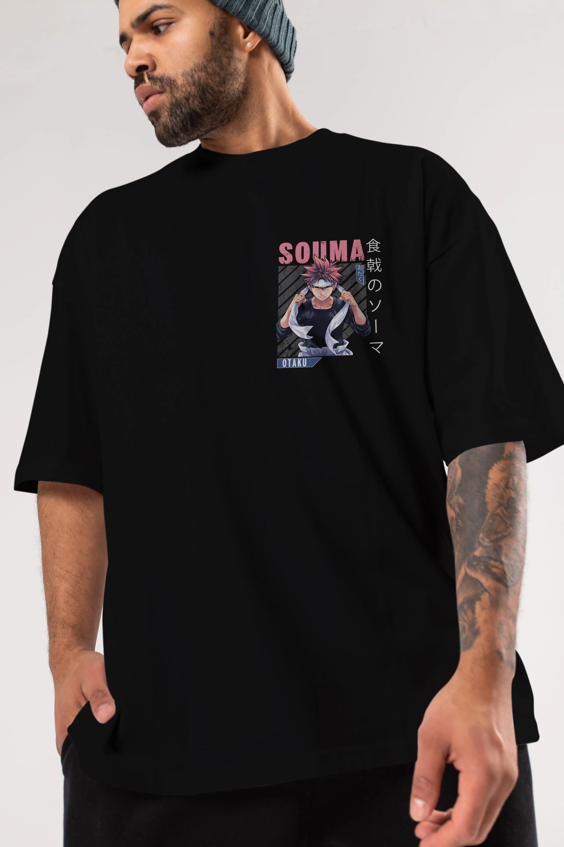 Souma Yukihira 8 Ön Sol Baskılı Oversize t-shirt Erkek Kadın Unisex %100 Pamuk Bisiklet Yaka tişort