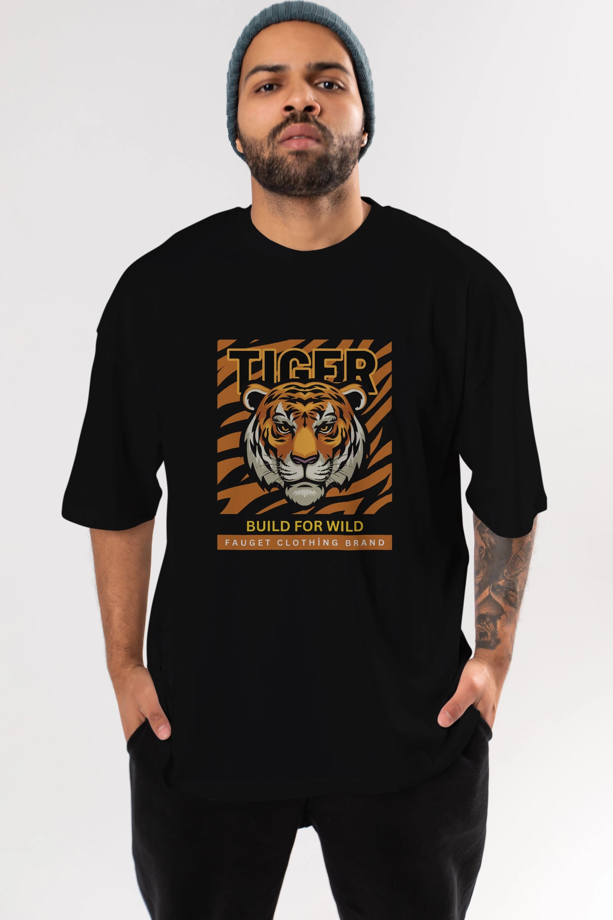 Tiger Ön Baskılı Oversize t-shirt Erkek Kadın Unisex