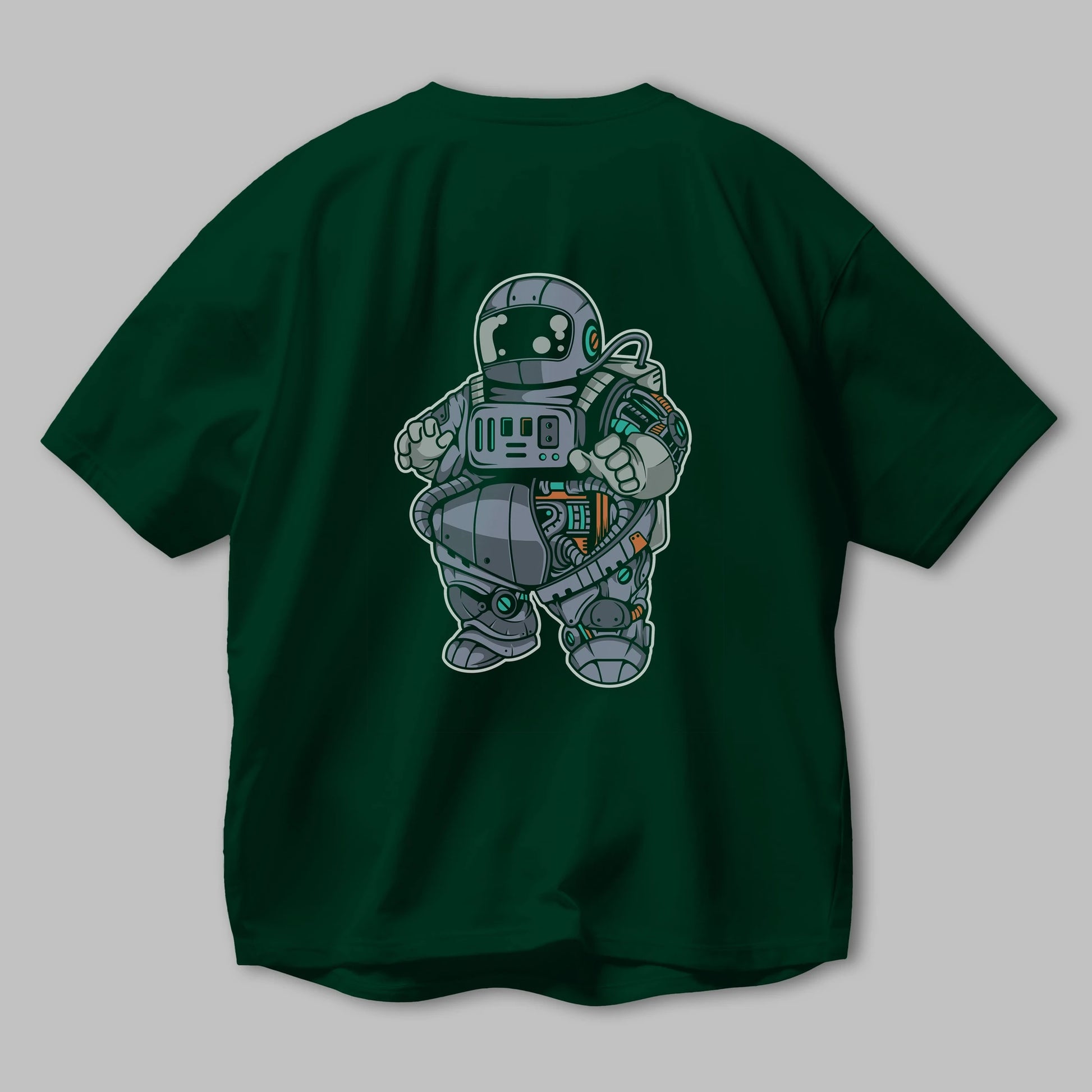 Fat Astronaut Robot Arka Baskılı Oversize t-shirt Erkek Kadın Unisex