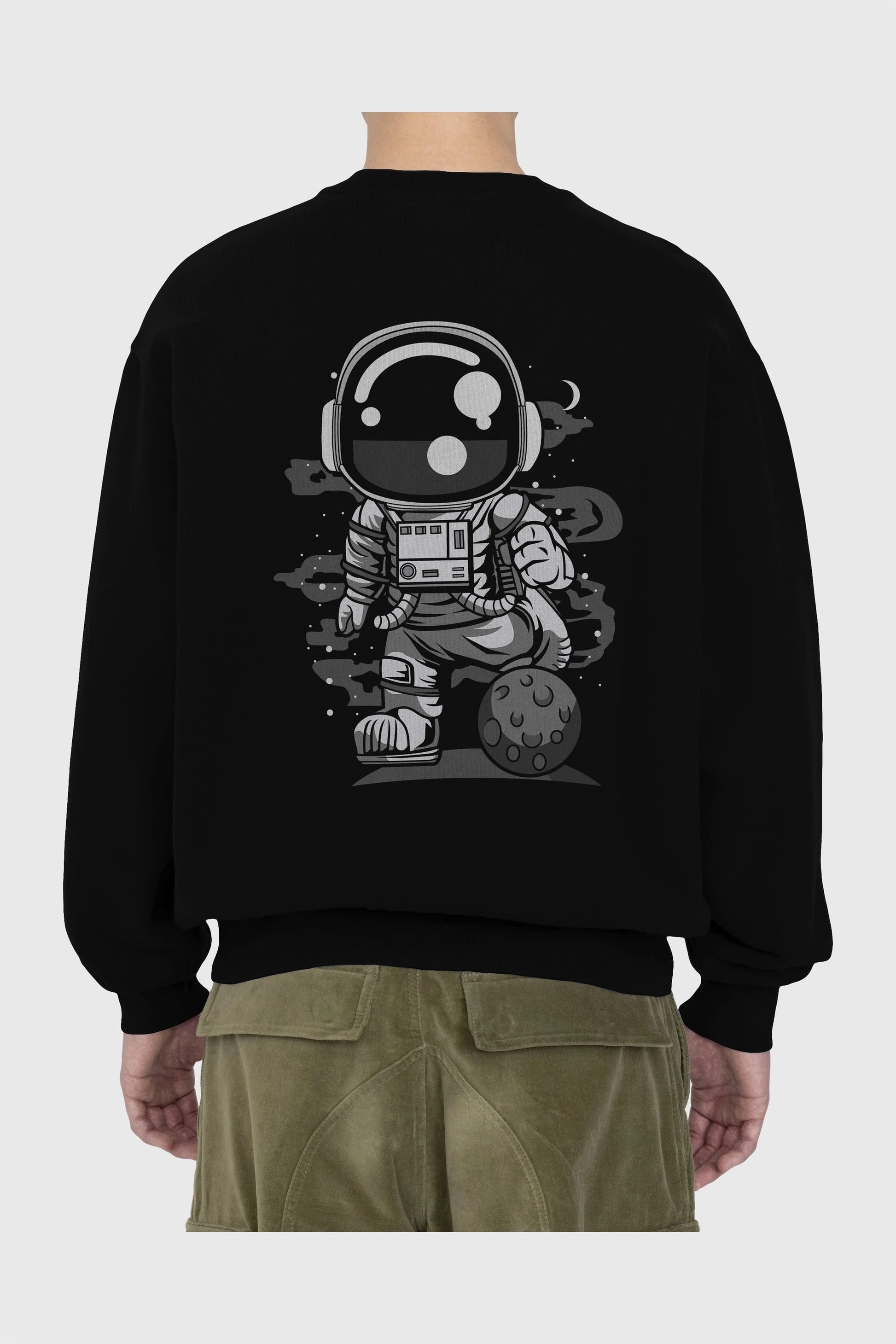 Astronaut Soccer Arka Baskılı Oversize Sweatshirt Erkek Kadın Unisex