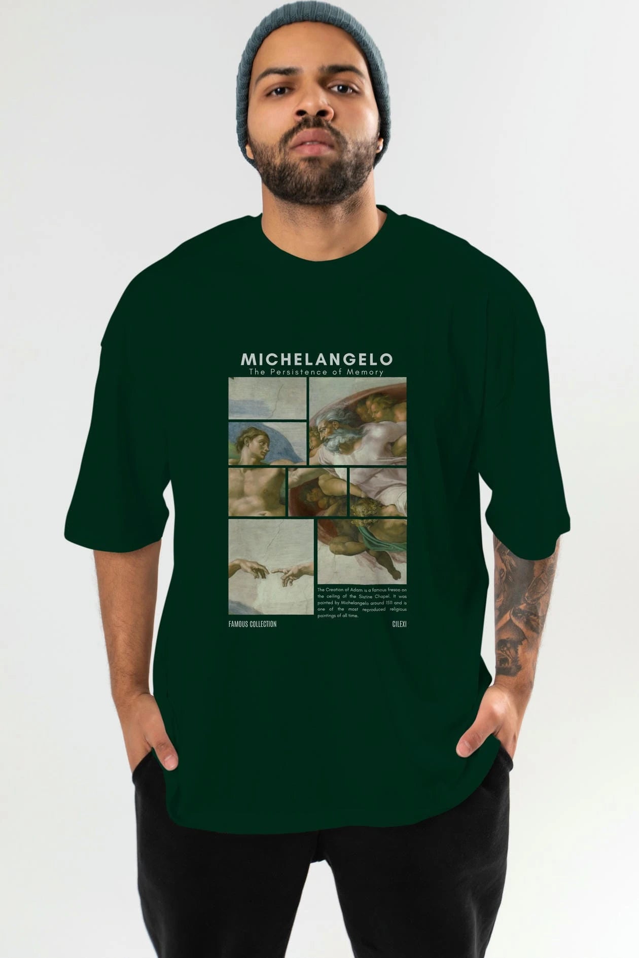 Michelangelo ön Baskılı Oversize t-shirt Erkek Kadın Bisiklet Yaka Pamuk tişort