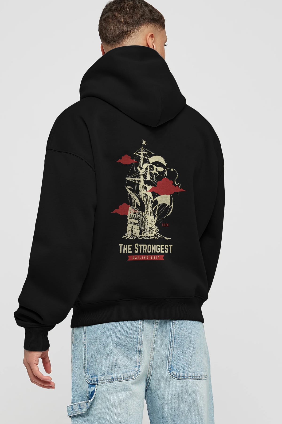The Strongest Yazılı Arka Baskılı Oversize Hoodie Kapüşonlu Sweatshirt Erkek Kadın Unisex