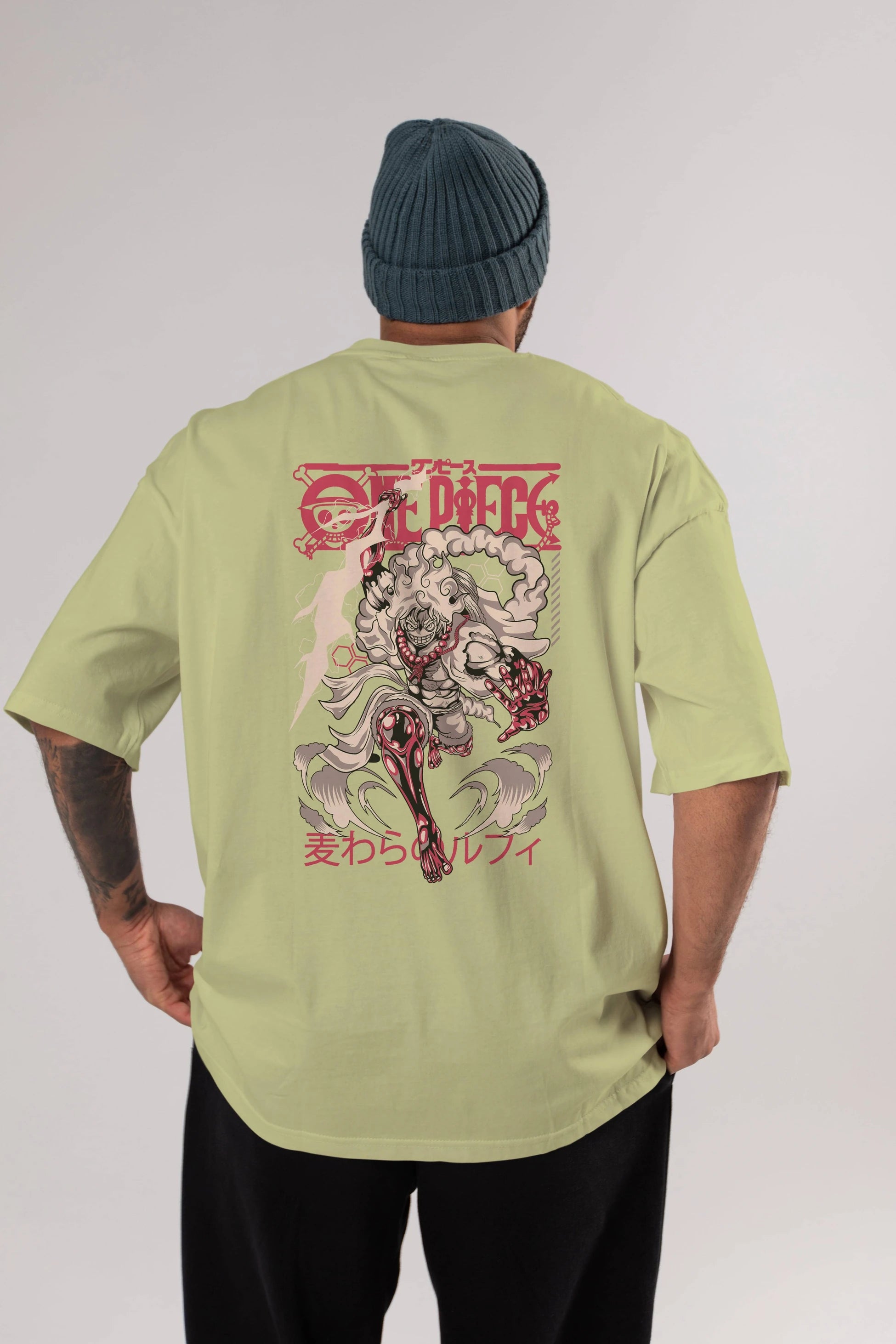 MONKEY D. LUFF-ONE PIECE 1 Anime Arka Baskılı Oversize t-shirt Erkek Kadın Unisex