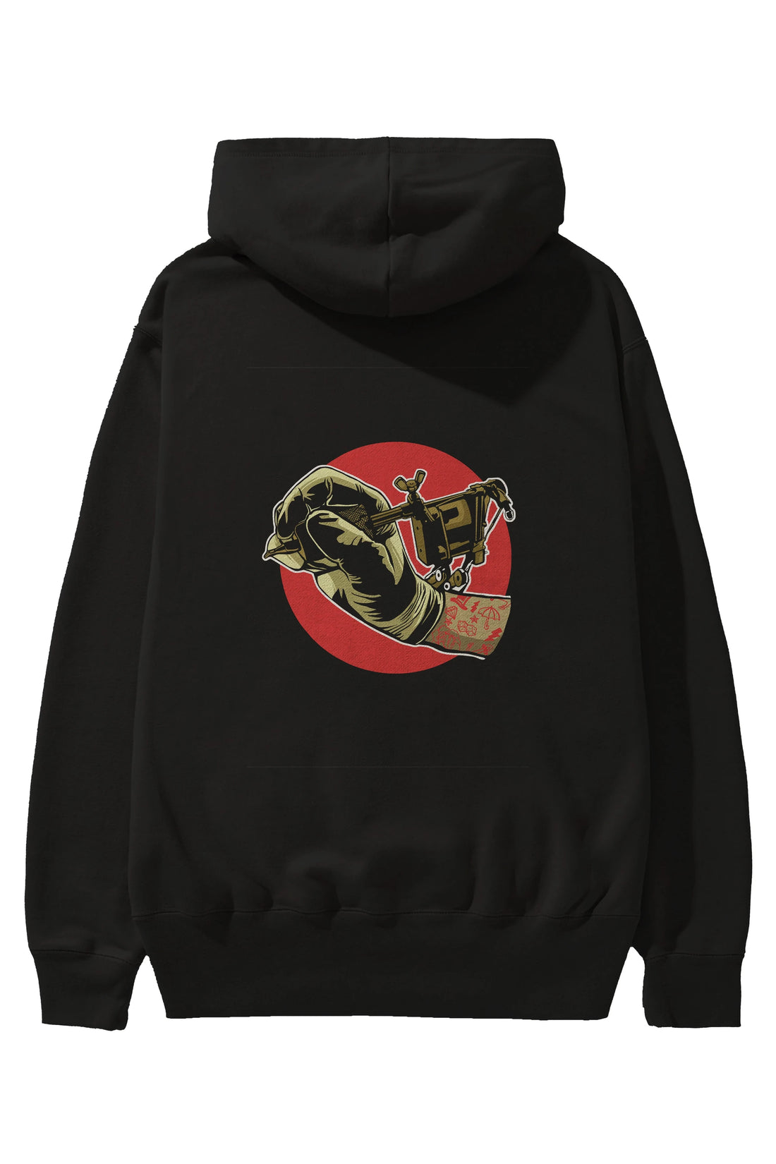 Tattoo Machine ] Arka Baskılı Hoodie Oversize Kapüşonlu Sweatshirt Erkek Kadın Unisex