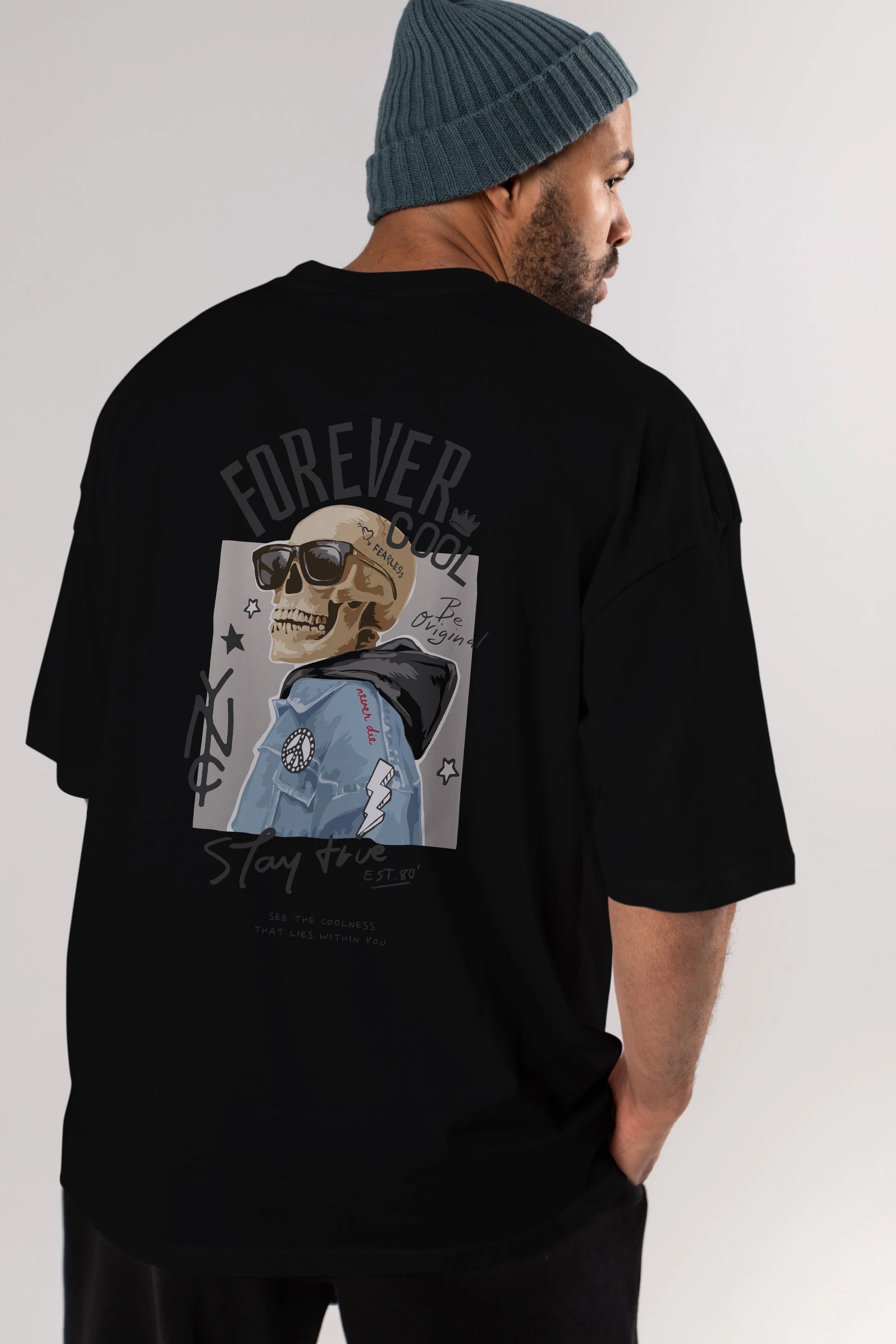 Teddy Bear Forever Cool Arka Baskılı Oversize t-shirt Erkek Kadın Unisex %100 Pamuk