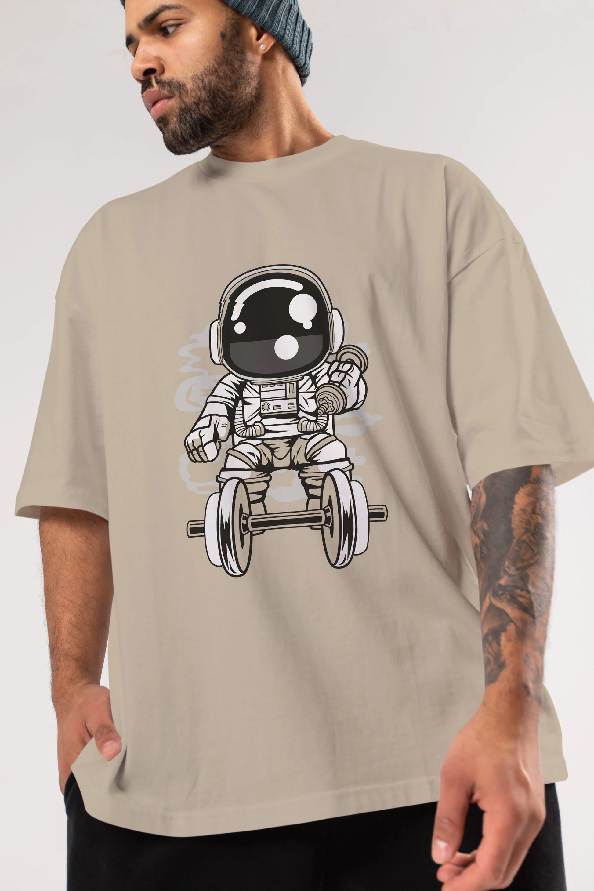 Astronaut Gym Ön Baskılı Oversize t-shirt Erkek Kadın Unisex