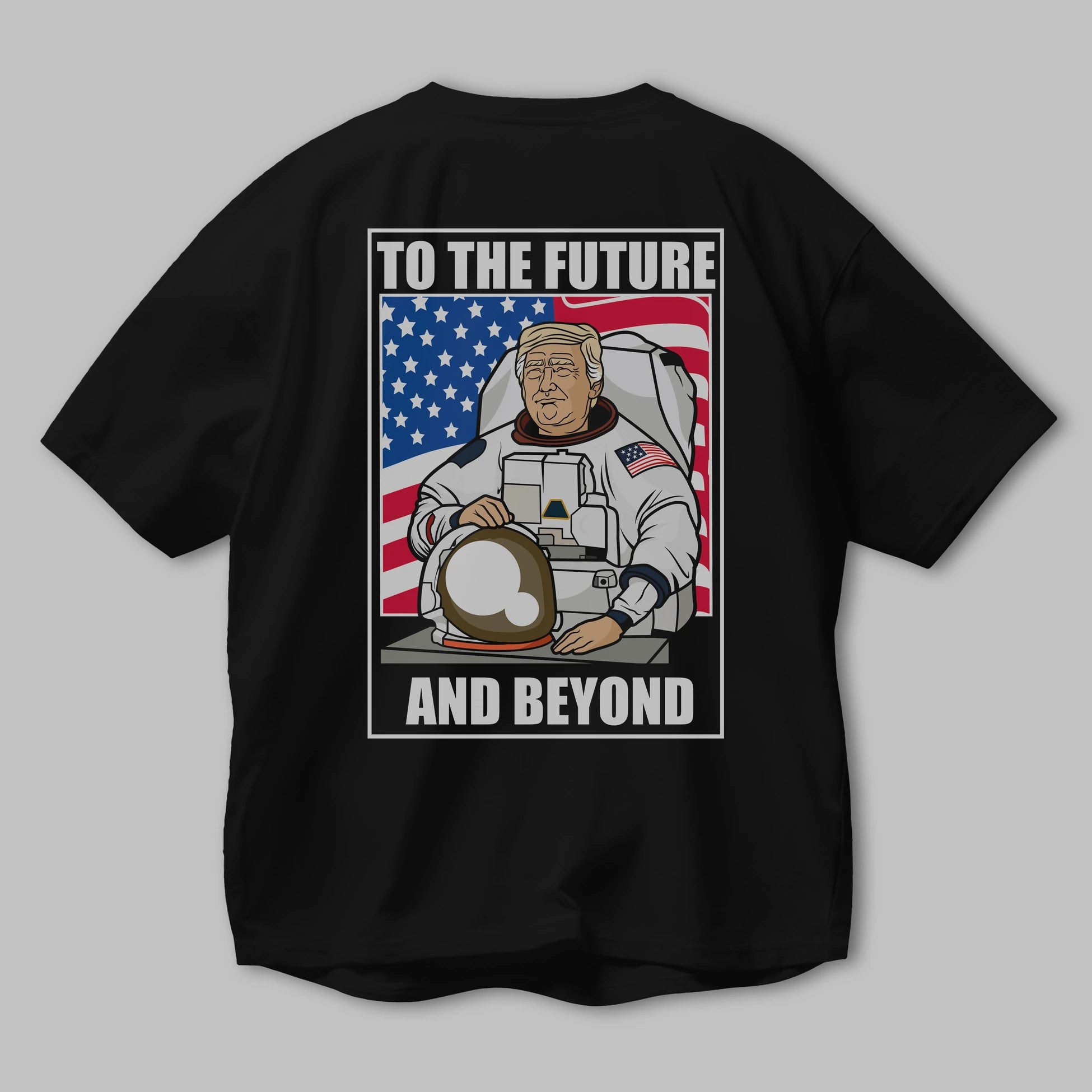 Trumpstronaut Arka Baskılı Oversize t-shirt Erkek Kadın Unisex %100 Pamuk tişort