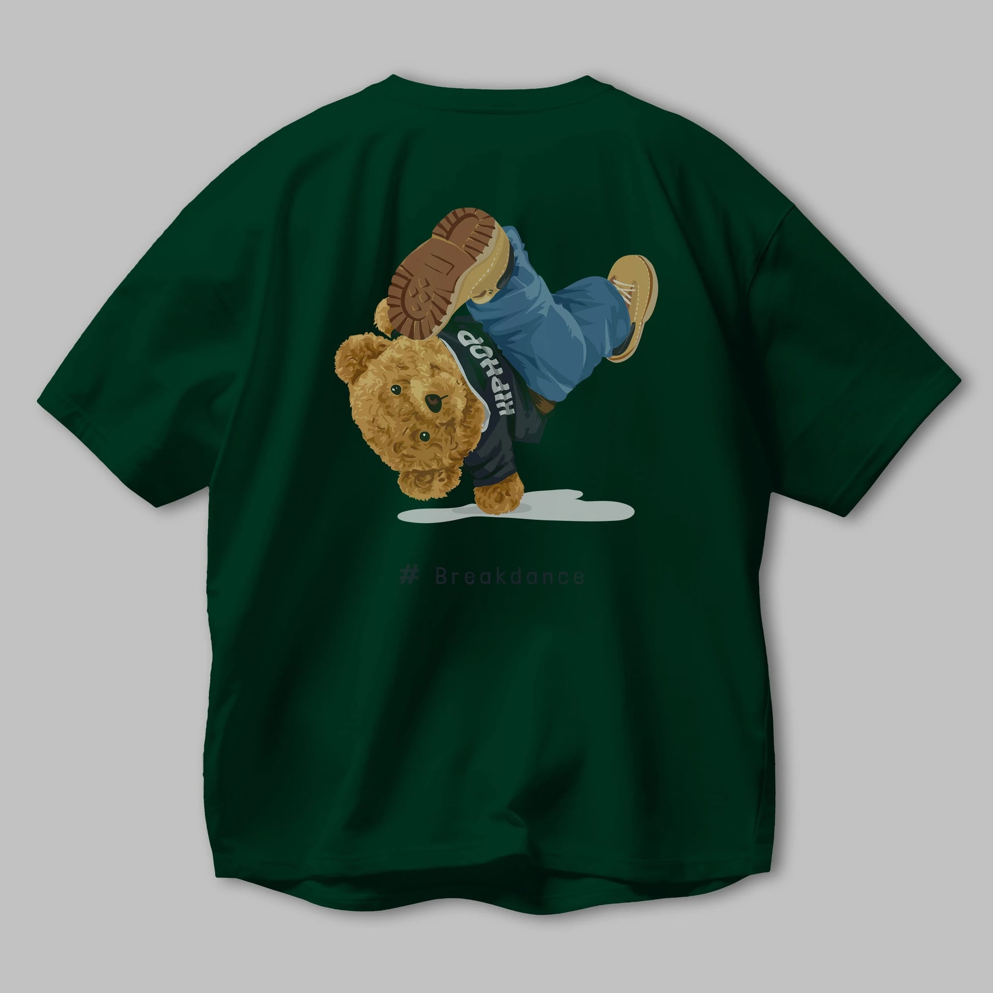 Teddy Bear Breakdance Arka Baskılı Oversize t-shirt Erkek Kadın Unisex %100 Pamuk