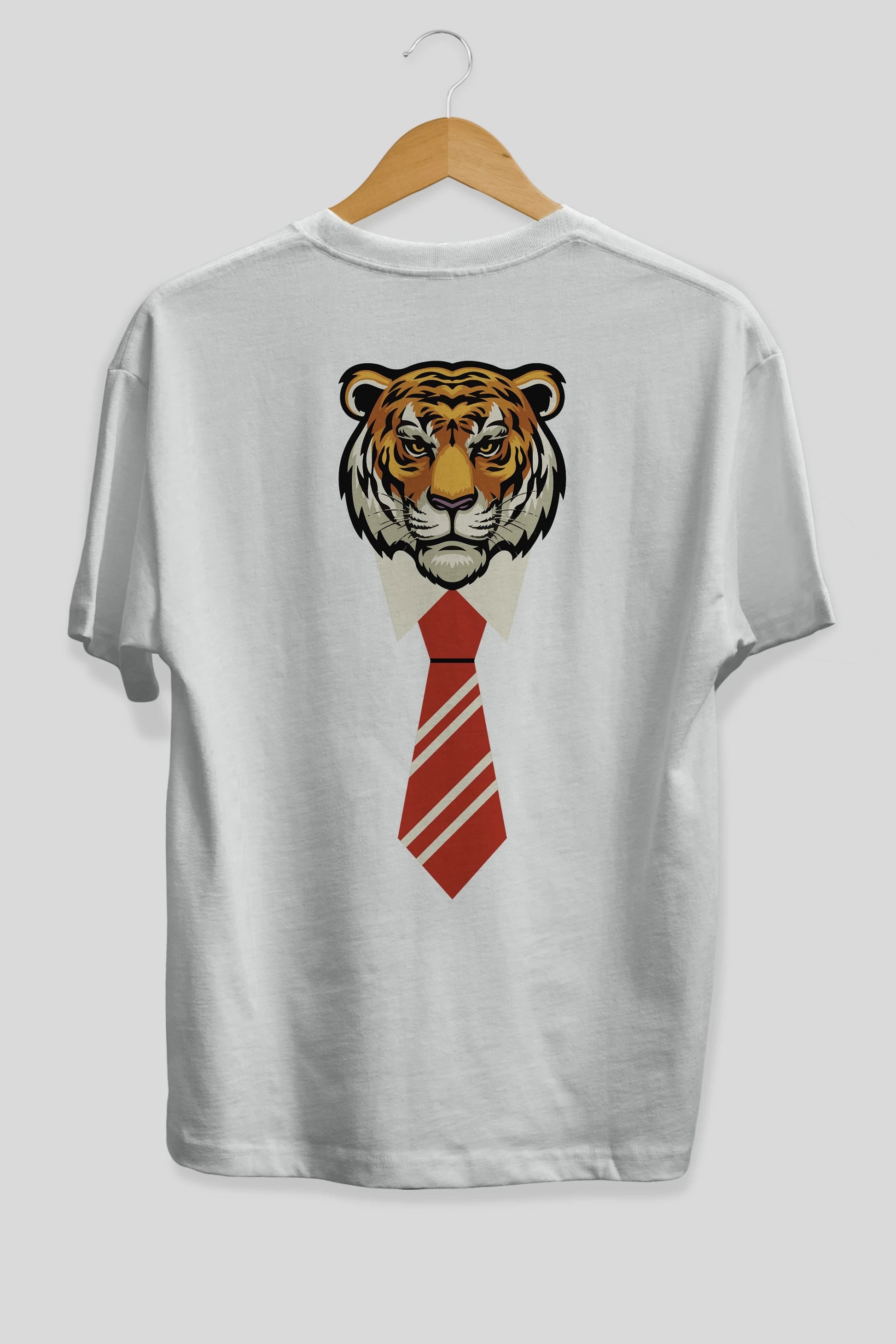 Tiger With Tie Arka Baskılı Oversize t-shirt Erkek Kadın Unisex