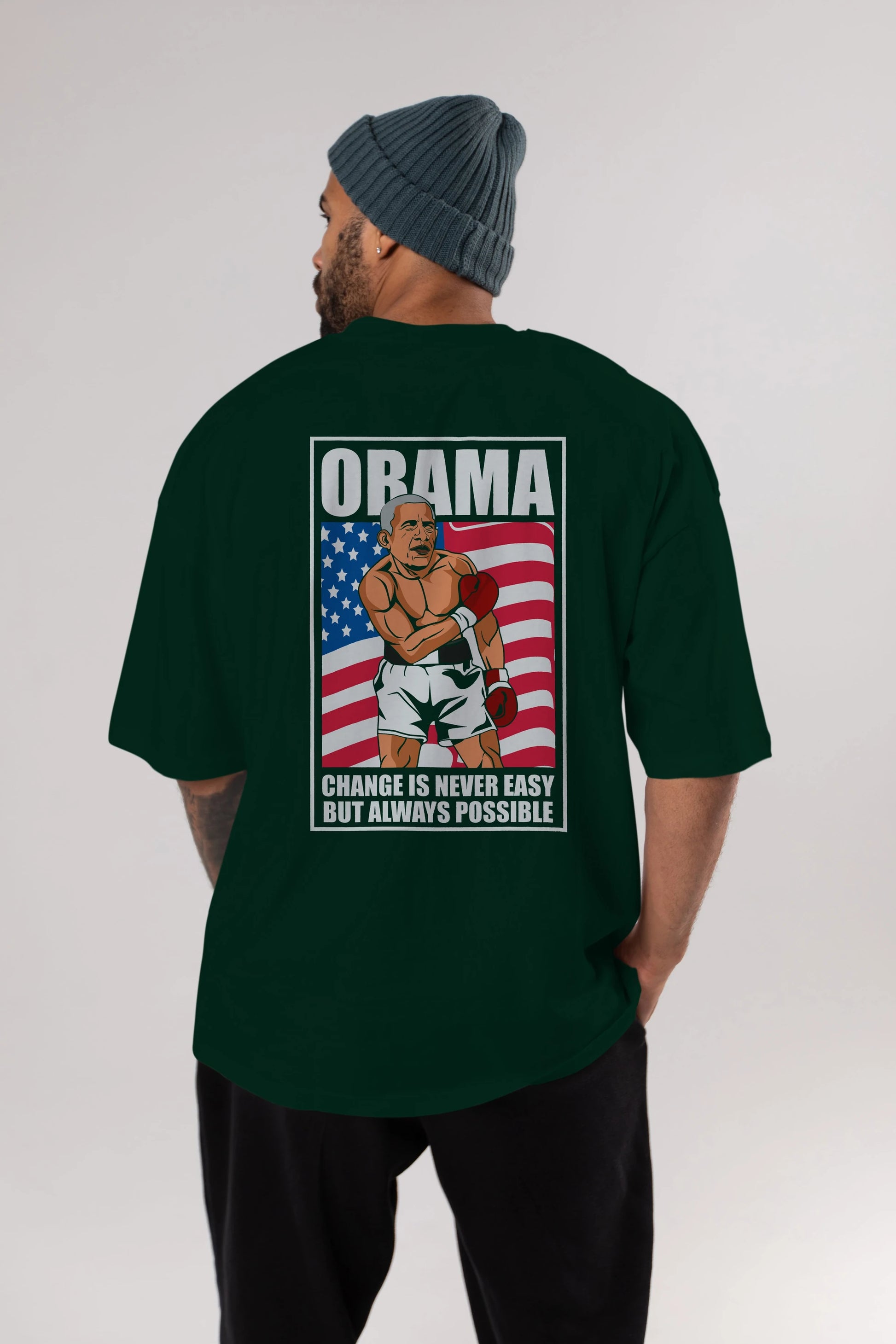 Obama Arka Baskılı Oversize t-shirt Erkek Kadın Unisex %100 Pamuk tişort