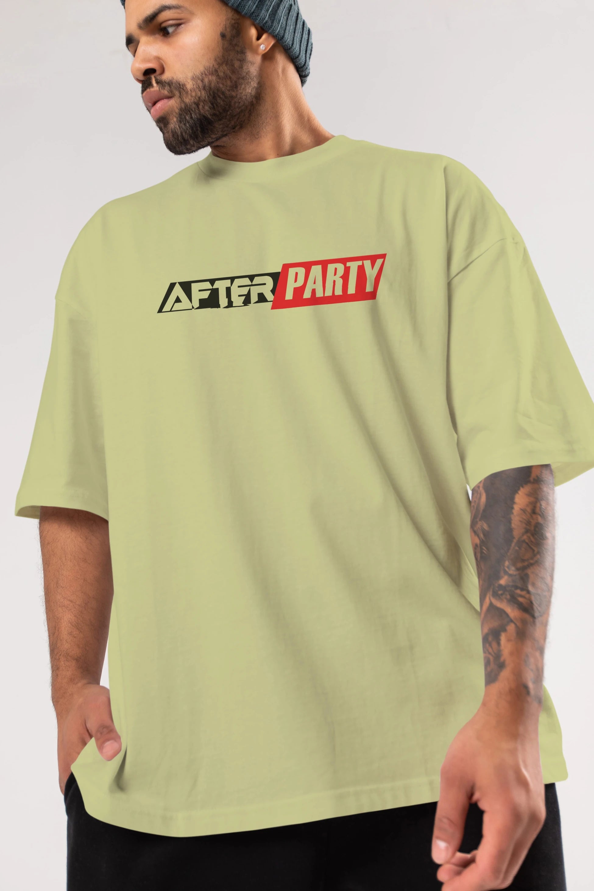 After Party Ön Baskılı Oversize t-shirt %100 pamuk Erkek Kadın Unisex