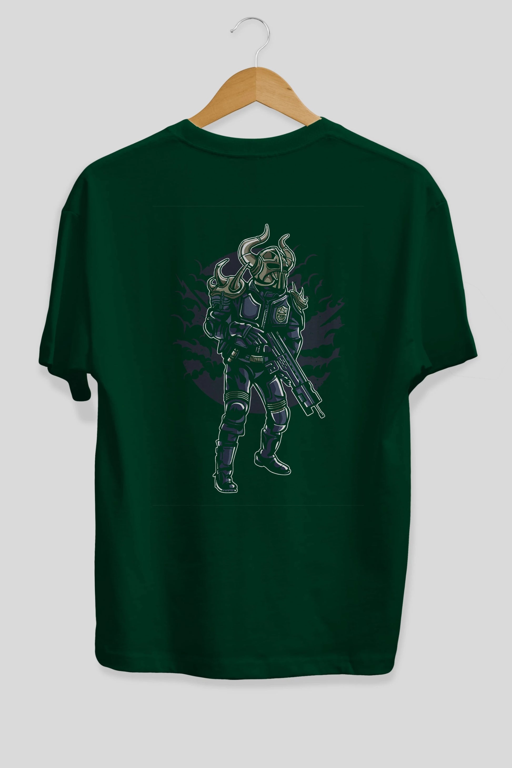 Viking Soldier Arka Baskılı Oversize t-shirt Erkek Kadın Unisex %100 Pamuk