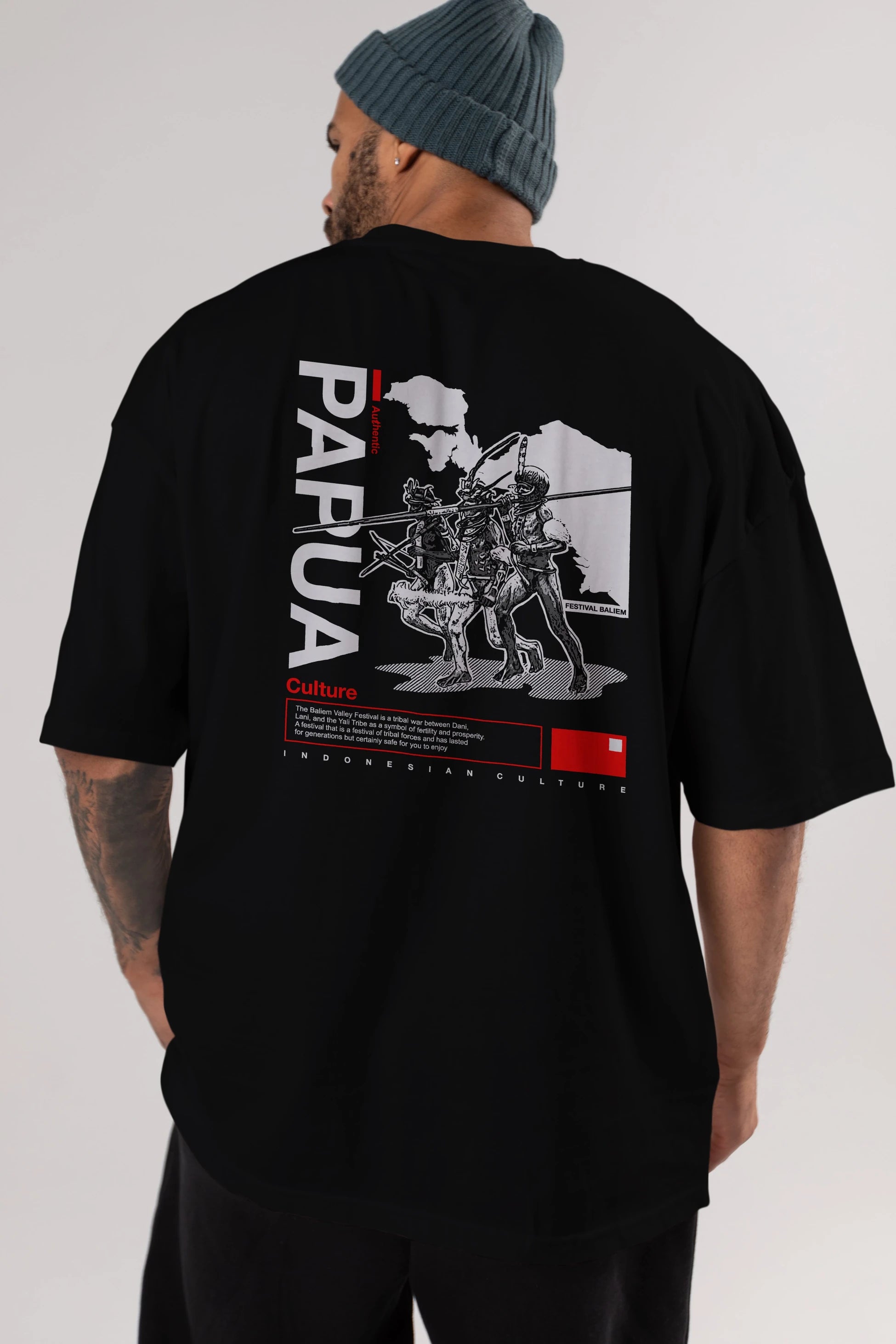 Papua Culture Arka Baskılı Oversize t-shirt Erkek Kadın Unisex