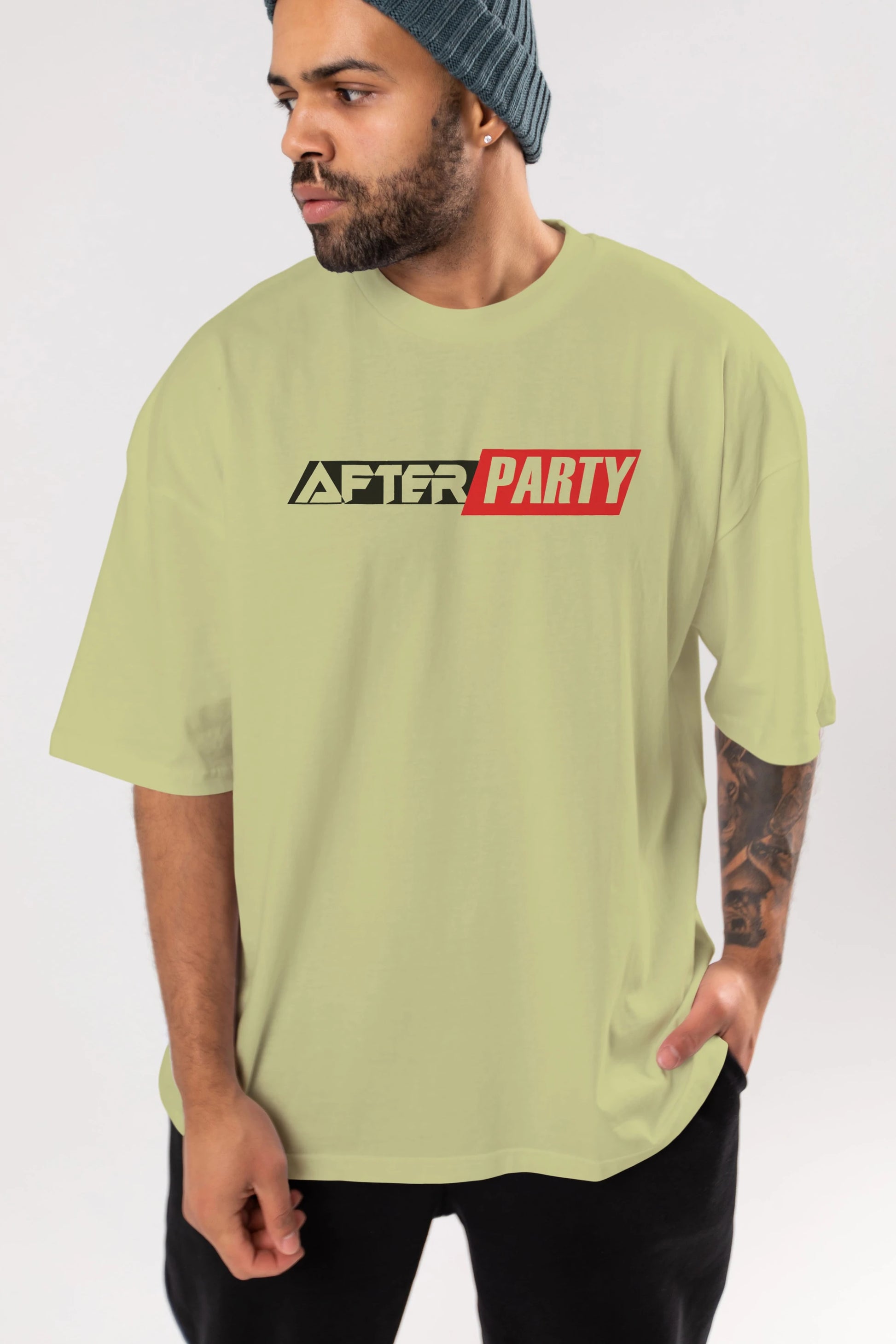 After Party Ön Baskılı Oversize t-shirt %100 pamuk Erkek Kadın Unisex