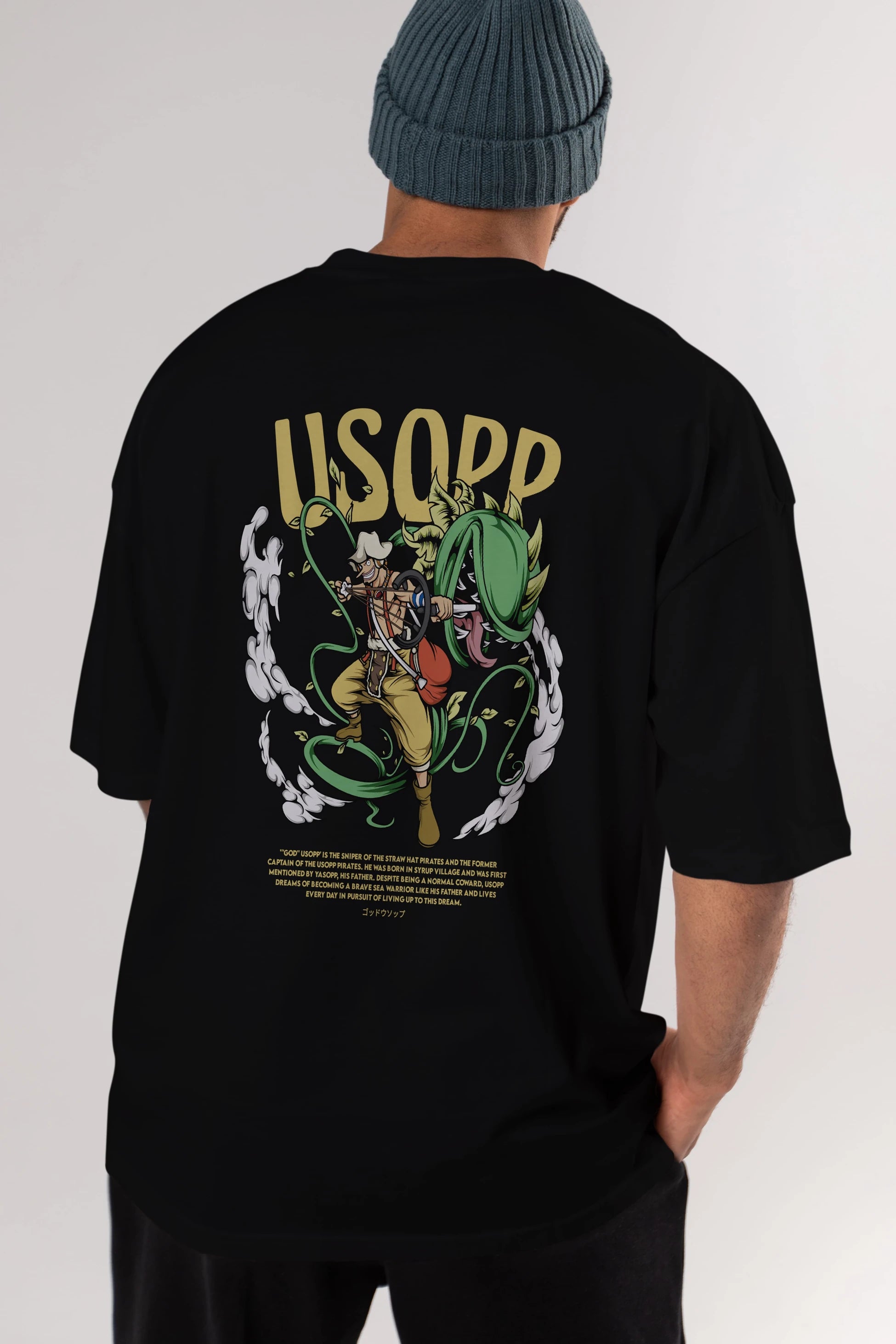 Usopp Anime Arka Baskılı Oversize t-shirt Erkek Kadın Unisex