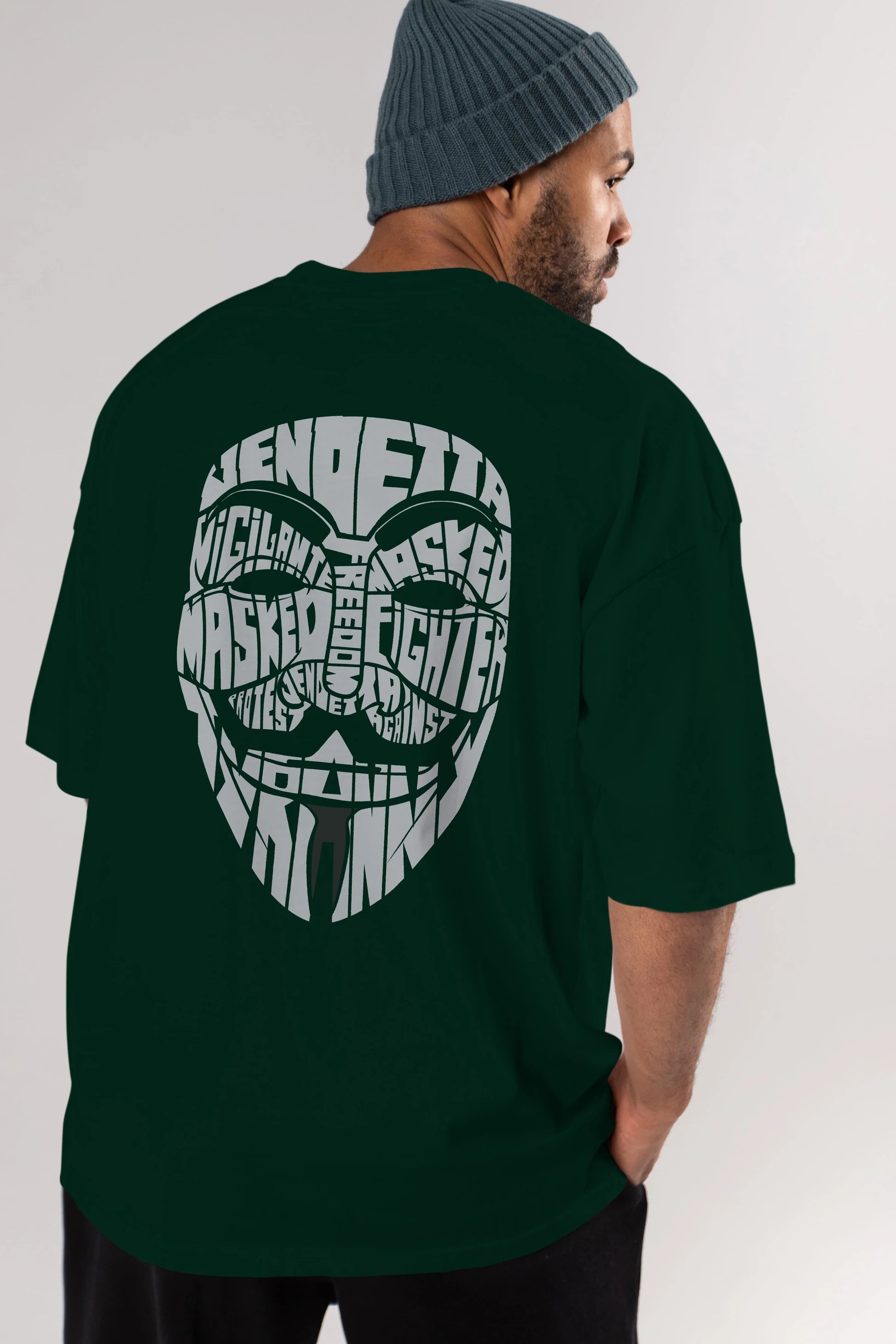 Vendetta Arka Baskılı Oversize t-shirt %100 pamuk Erkek Kadın Unisex