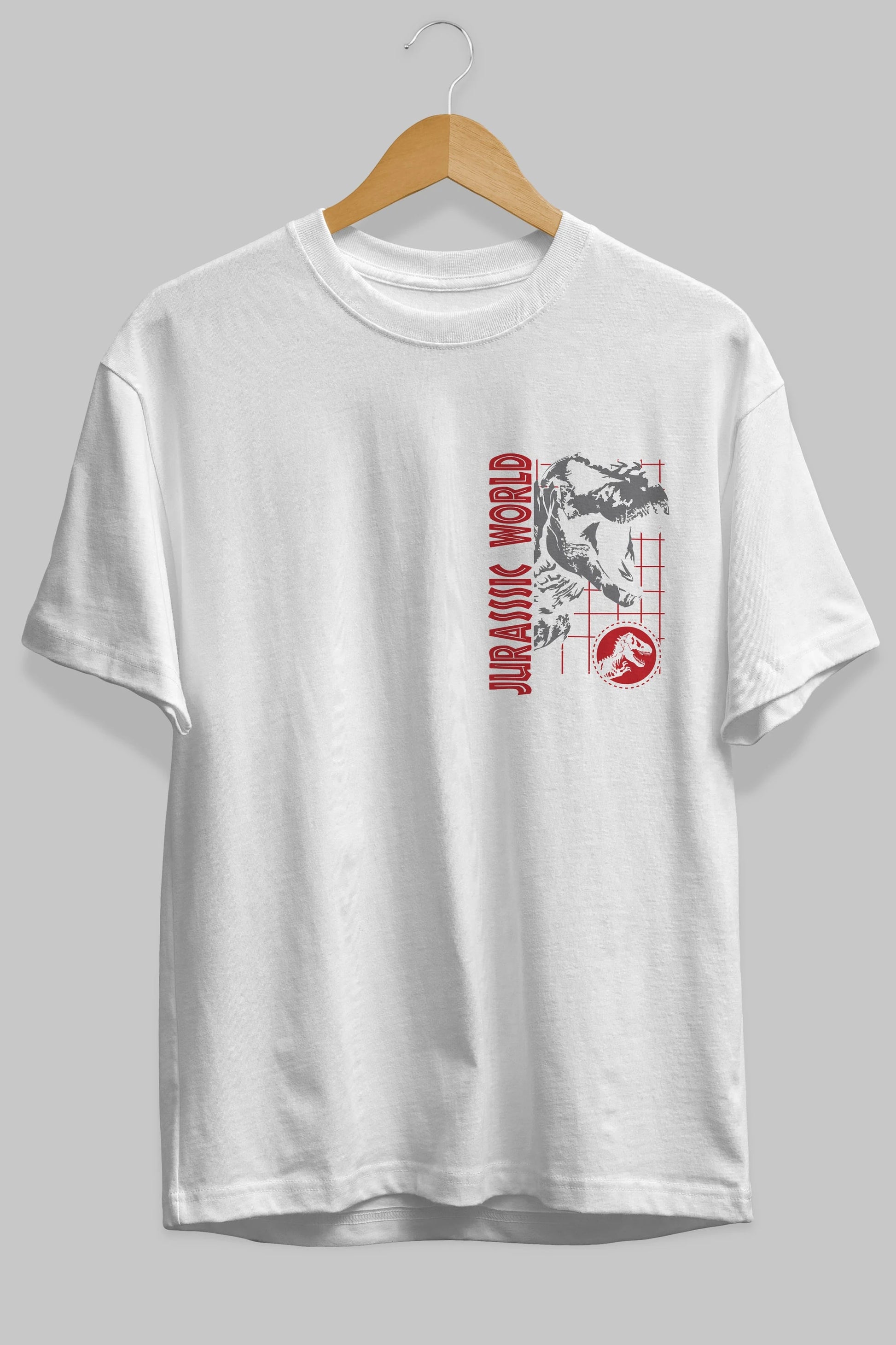 Jurassic Park (2) Ön Sol Baskılı Oversize t-shirt Erkek Kadın Unisex %100 Pamuk Bisiklet Yaka tişort