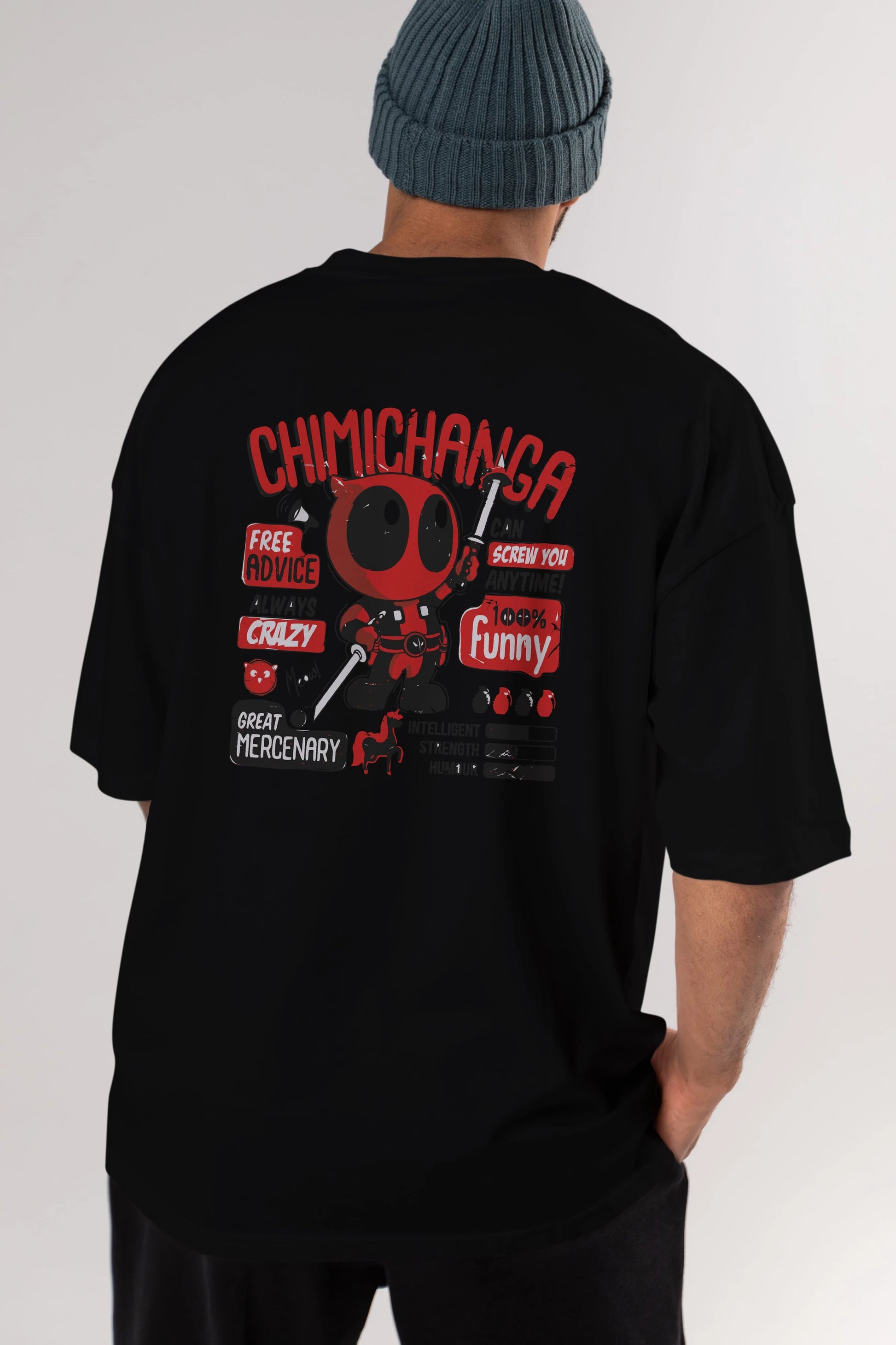 Deadpool (9) Arka Baskılı Oversize t-shirt Erkek Kadın Unisex %100 Pamuk Bisiklet Yaka tişort