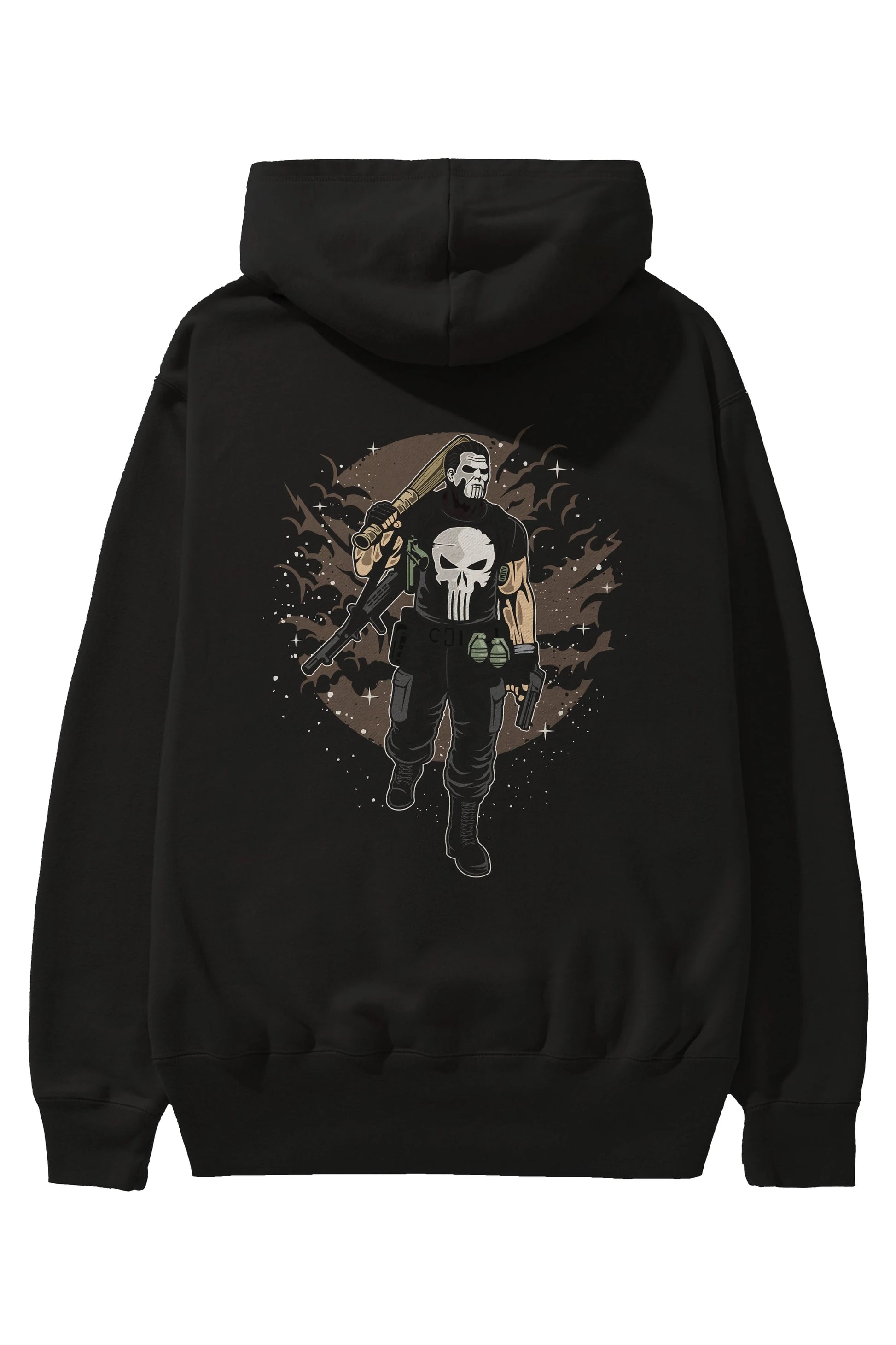 Punisher Arka Baskılı Hoodie Oversize Kapüşonlu Sweatshirt Erkek Kadın Unisex