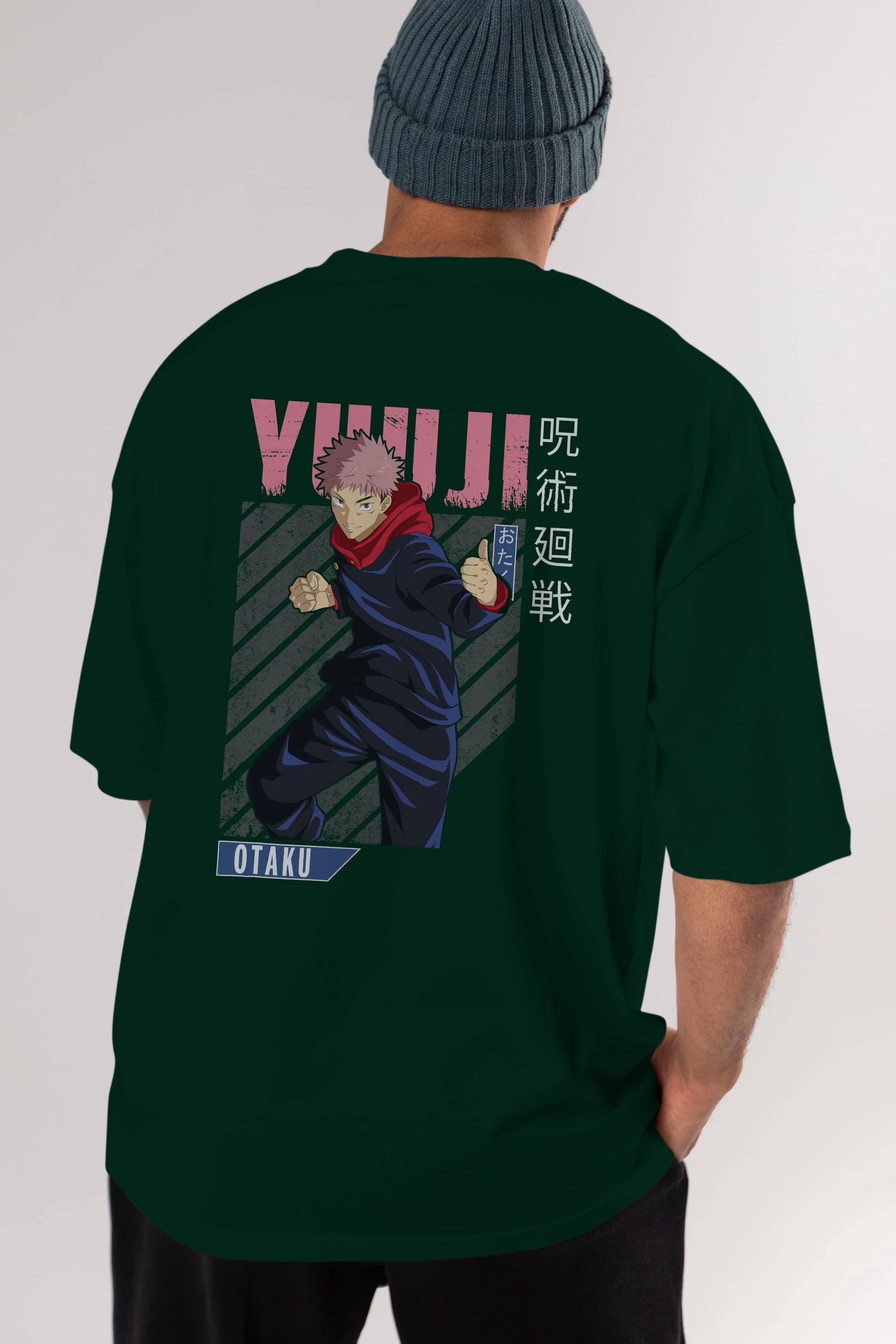 Yuuji Itadori Anime Arka Baskılı Oversize t-shirt Erkek Kadın Unisex