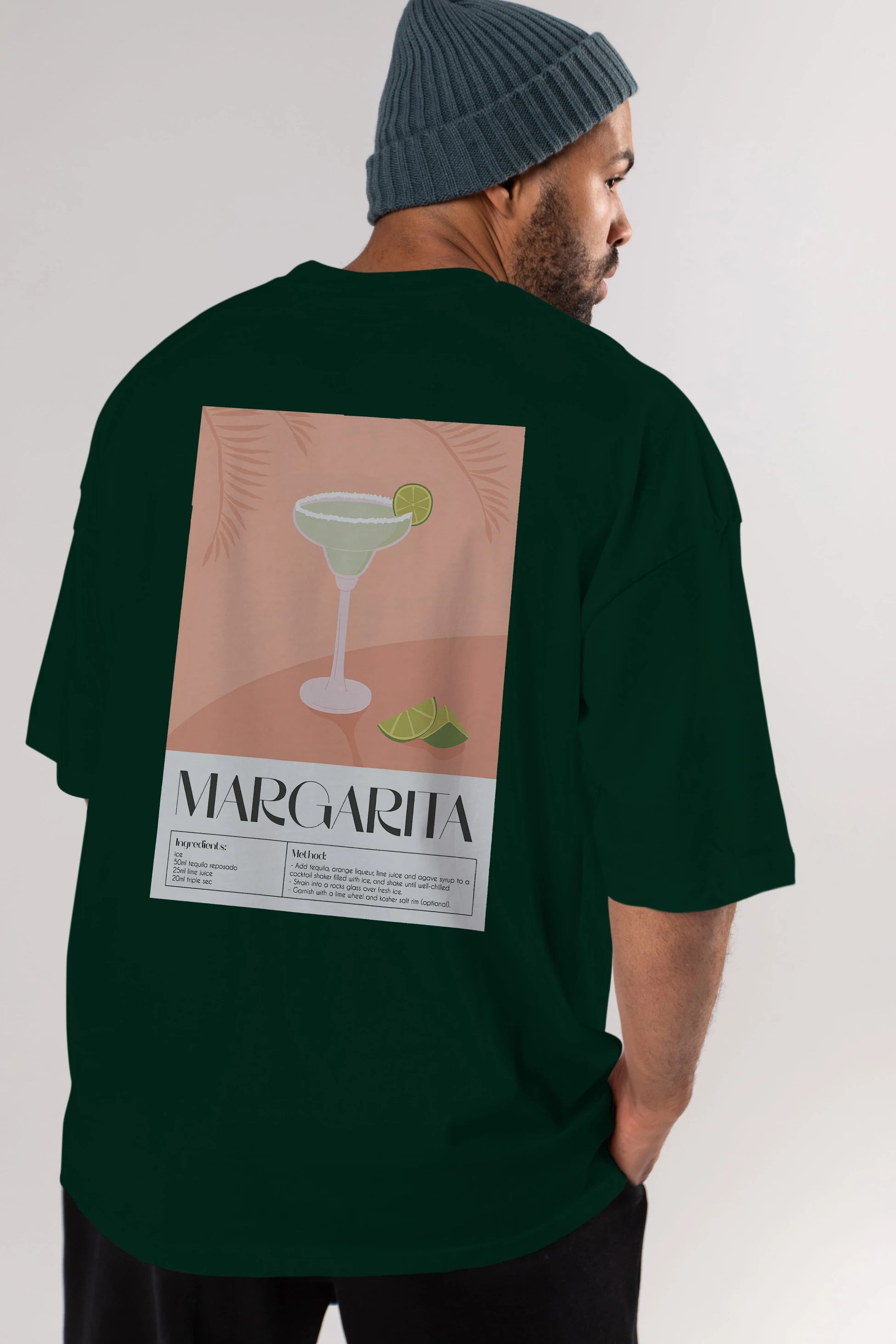 Margarita 5 Arka Baskılı Oversize t-shirt Erkek Kadın Unisex %100 Pamuk Bisiklet Yaka tişort