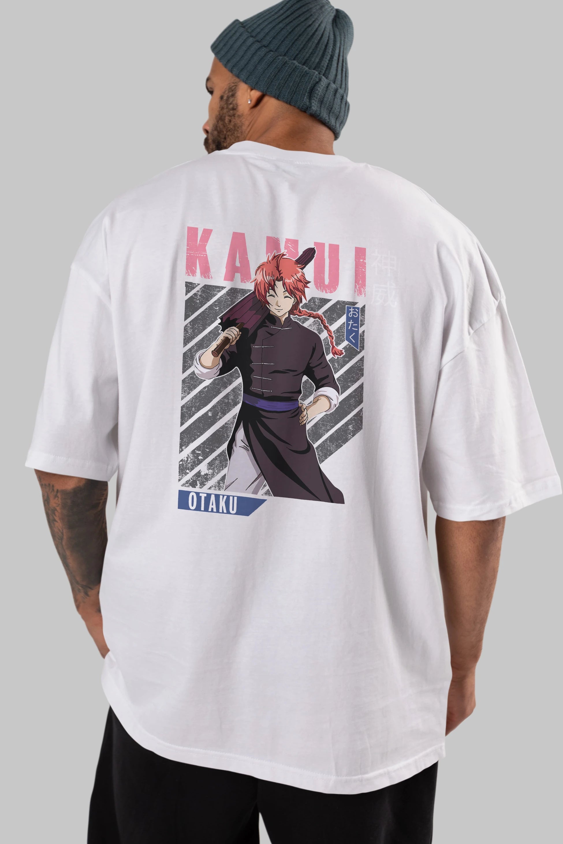 Kamui GINTAMA 1 Anime Arka Baskılı Oversize t-shirt Erkek Kadın Unisex