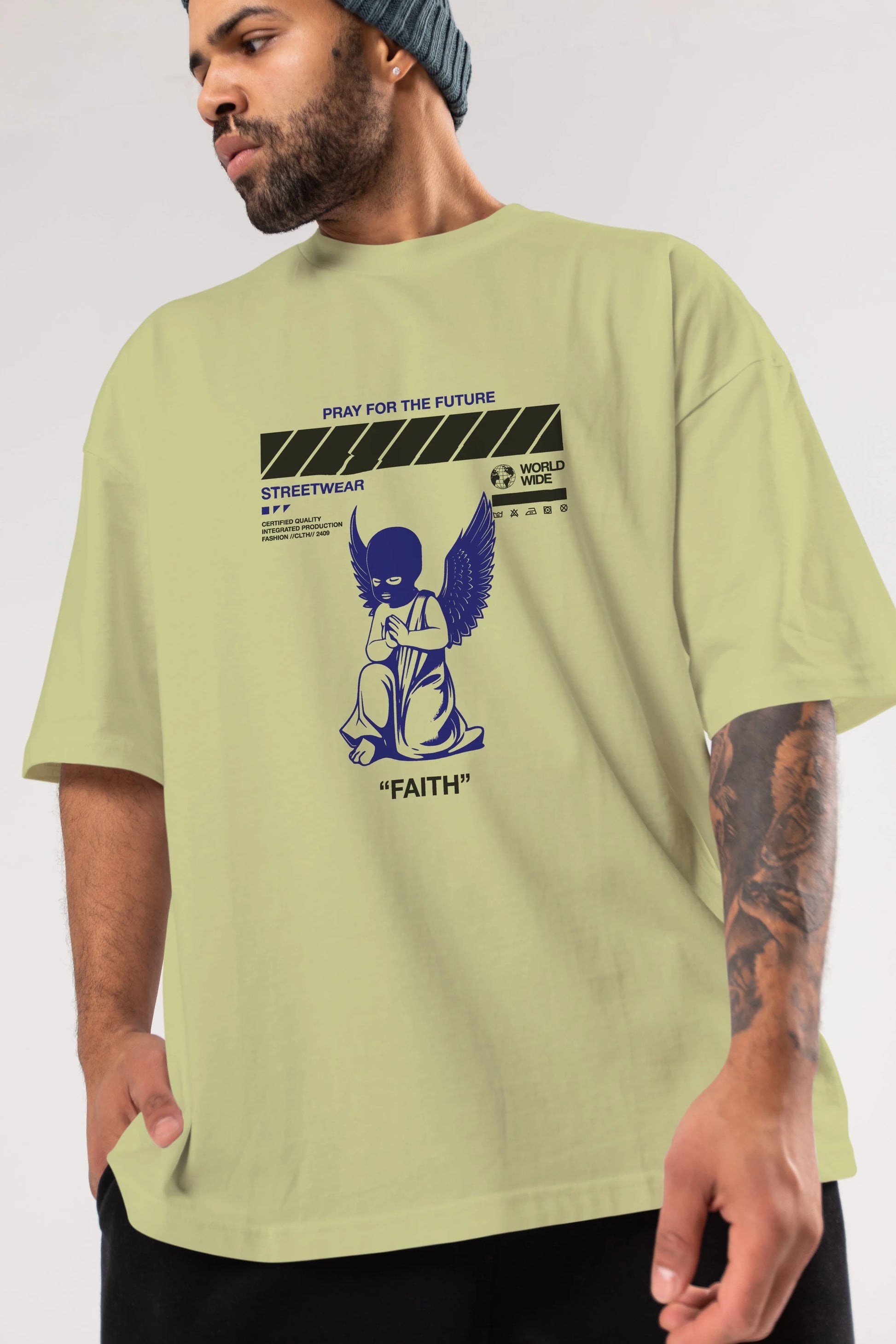 Pray for The Future Ön Baskılı Oversize t-shirt Erkek Kadın Unisex