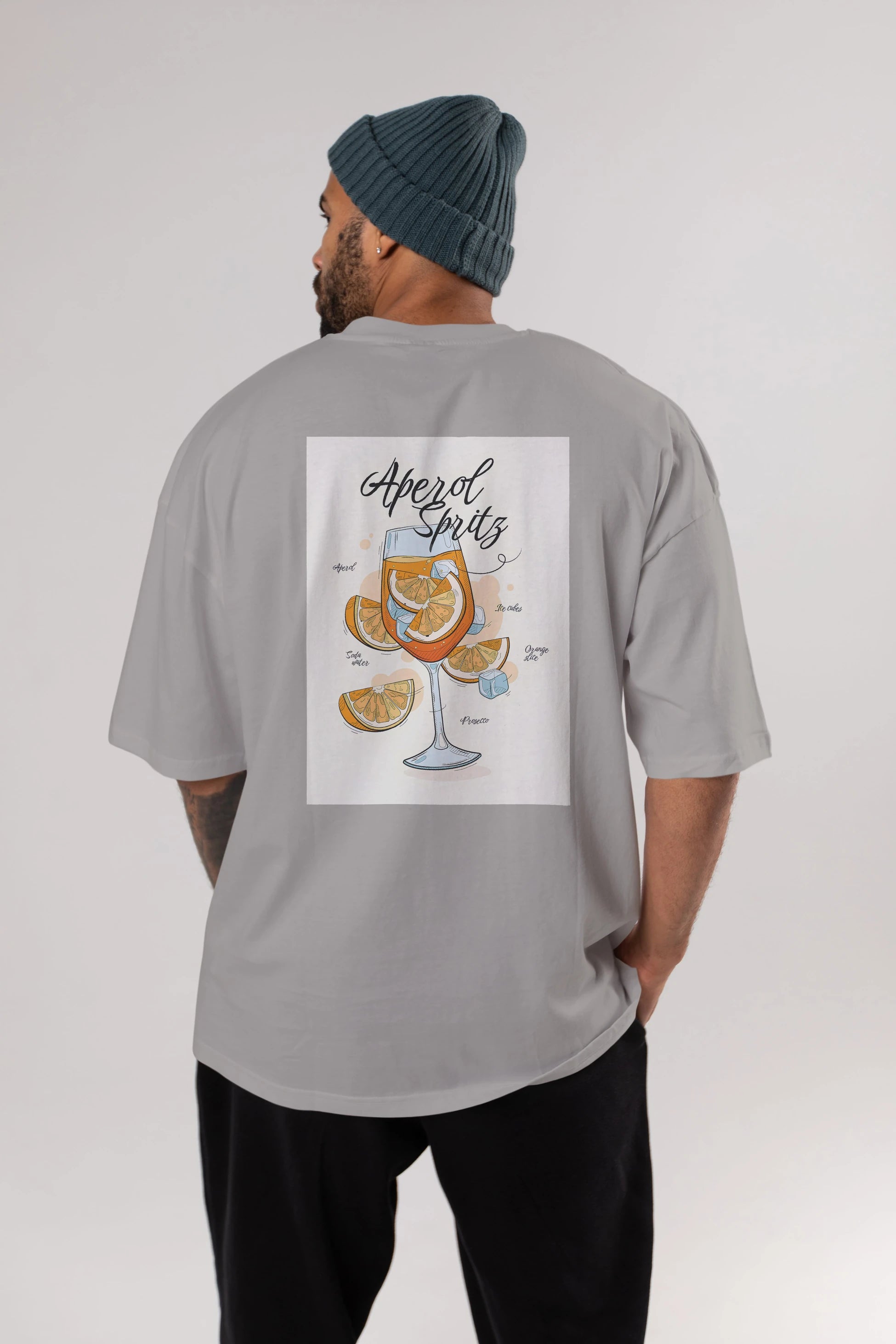 Aperol Spritz 6 Arka Baskılı Oversize t-shirt Erkek Kadın Unisex %100 Pamuk Bisiklet Yaka tişort
