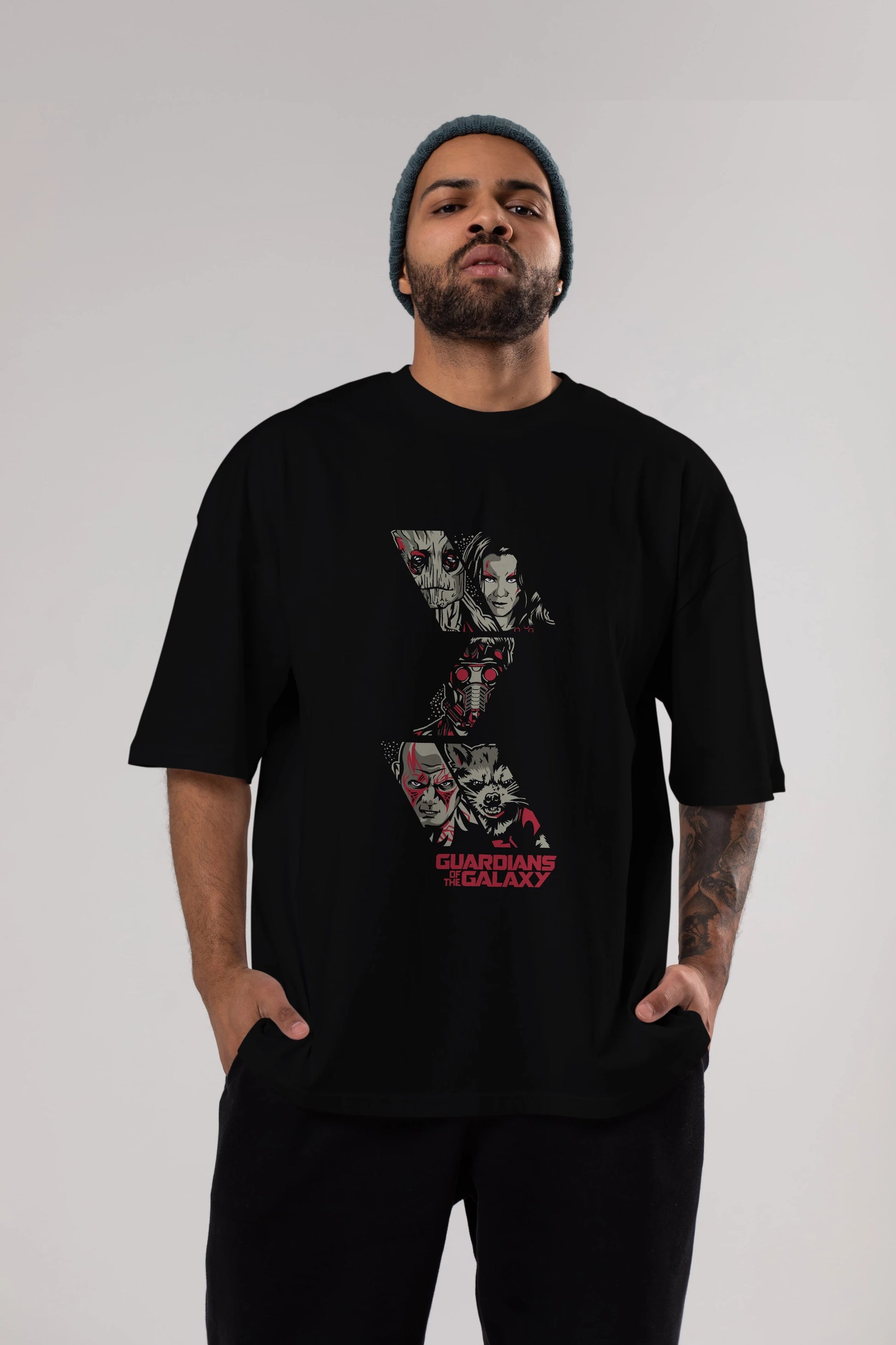 Guardians of The Galaxy (2) Ön Baskılı Oversize t-shirt Erkek Kadın Unisex %100 Pamuk Bisiklet Yaka tişort