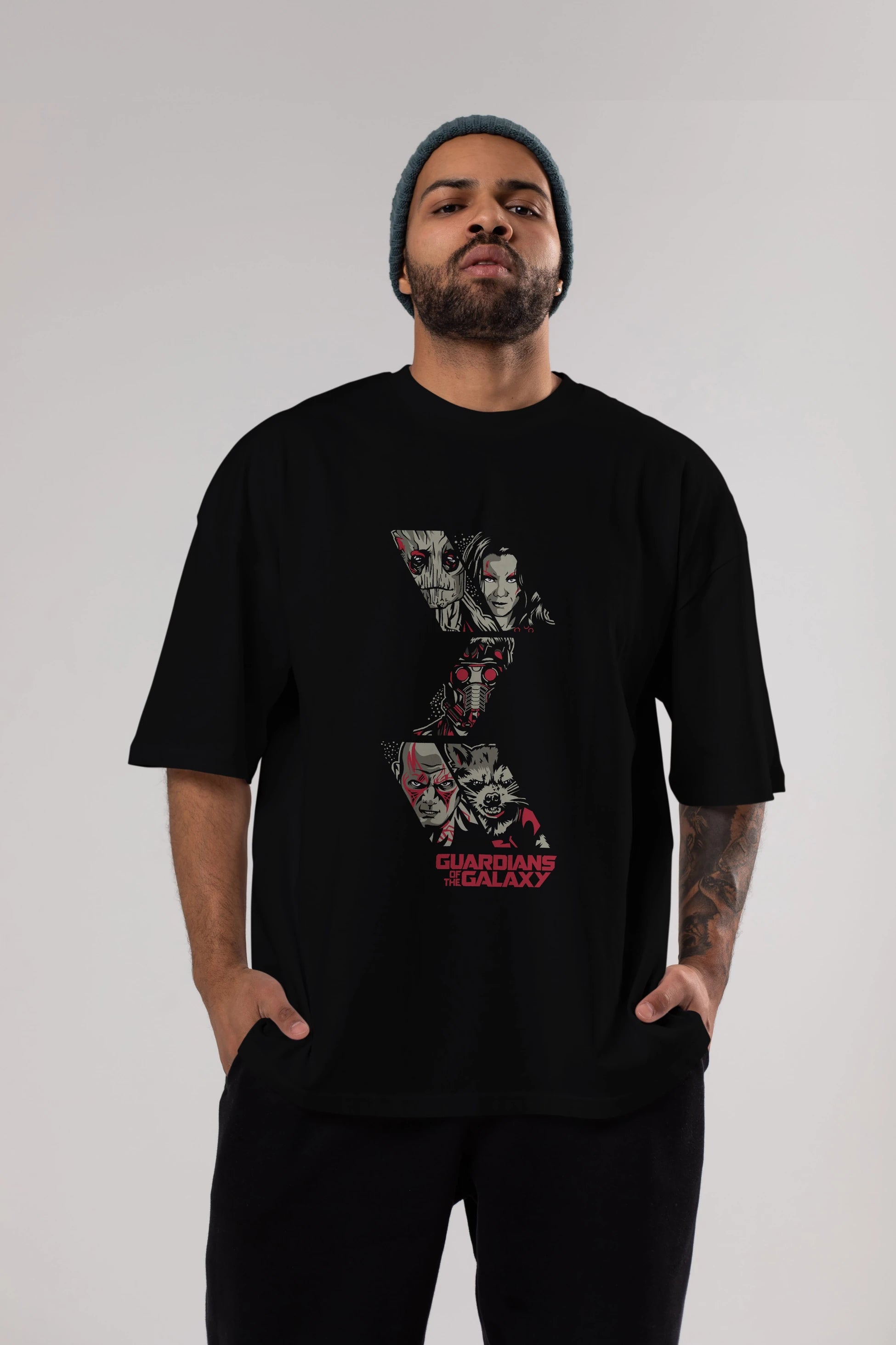 Guardians of The Galaxy (2) Ön Baskılı Oversize t-shirt Erkek Kadın Unisex %100 Pamuk Bisiklet Yaka tişort