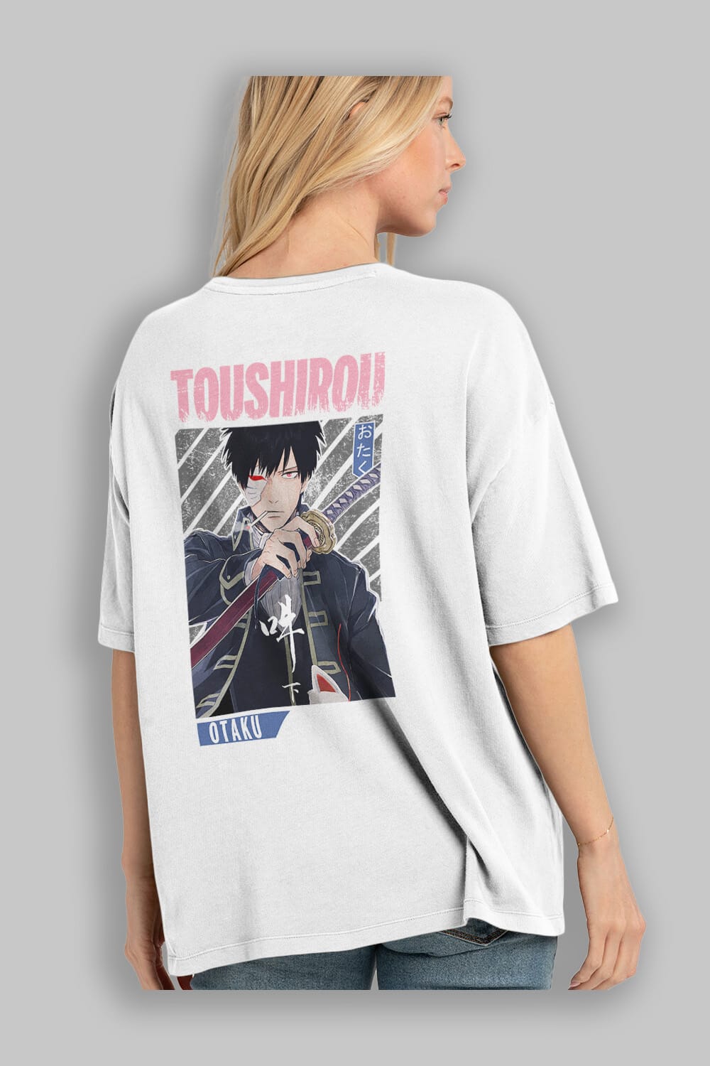 Toushirou Hijikata 1 Anime Arka Baskılı Oversize t-shirt Erkek Kadın Unisex