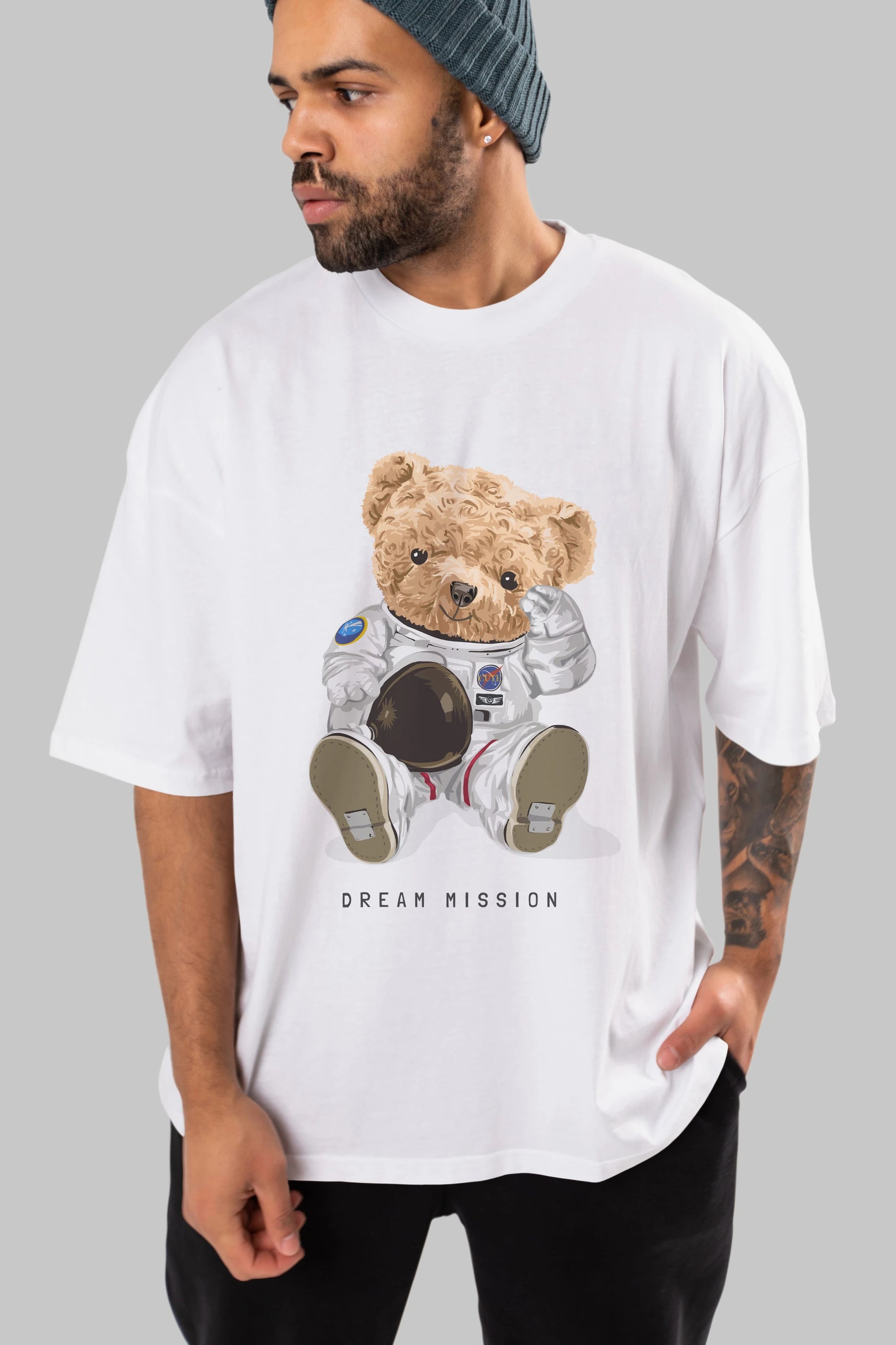 Teddy Bear Asrtonot Ön Baskılı Oversize t-shirt Erkek Kadın Unisex %100 Pamuk