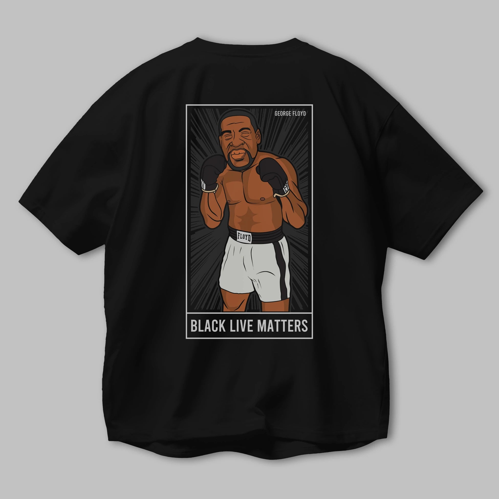 George Floyd Boxer Arka Baskılı Oversize t-shirt Erkek Kadın Unisex %100 Pamuk tişort