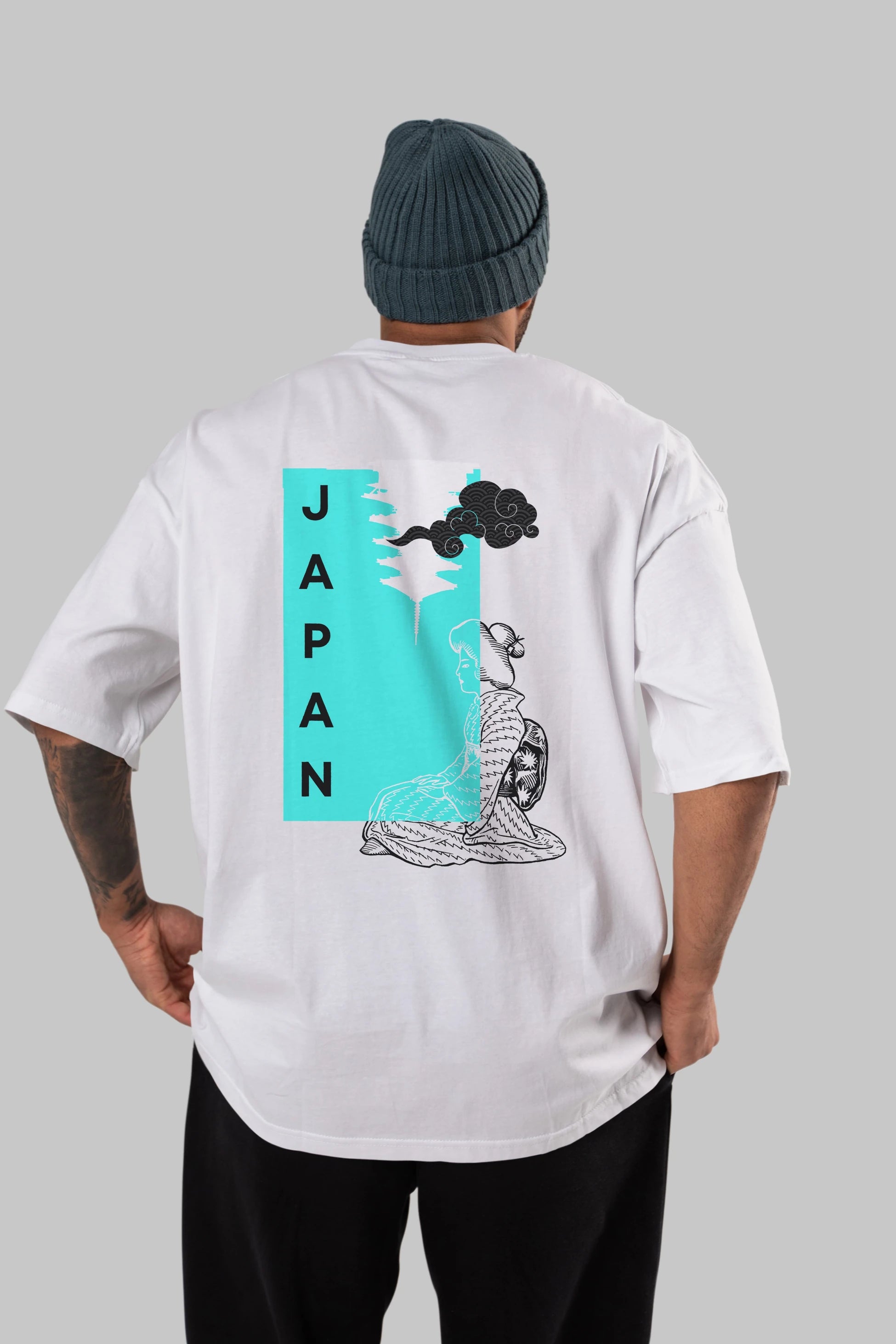 Japan Yazılı Streetwear Arka Baskılı Oversize t-shirt Erkek Kadın Unisex