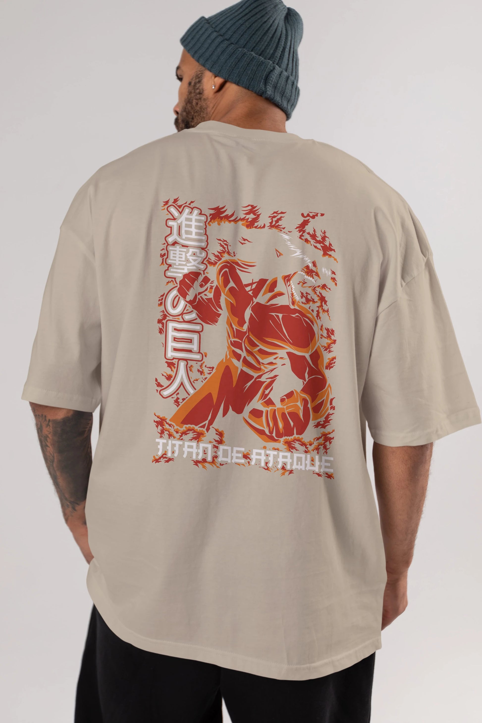 Eren Yeager Anime Arka Baskılı Oversize t-shirt Erkek Kadın Unisex %100 pamuk tişort