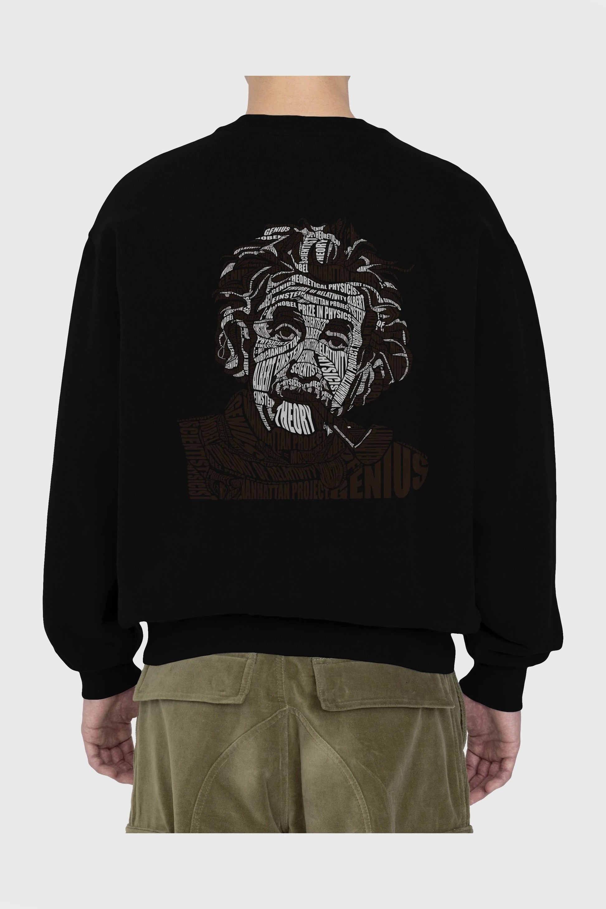Einstein Calligram Arka Baskılı Oversize Sweatshirt Erkek Kadın Unisex