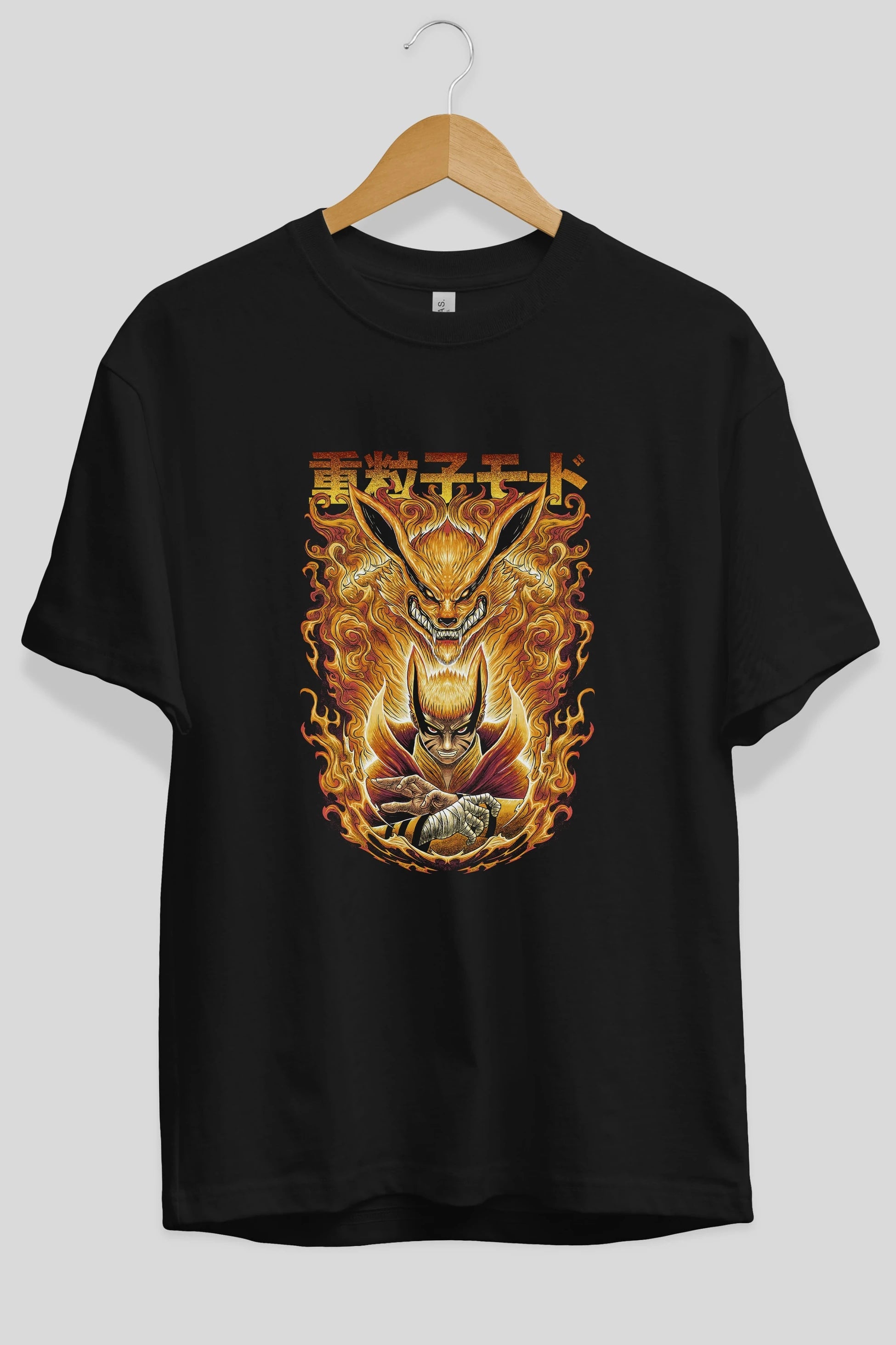 NARUTO KYUUBI 1 Anime Ön Baskılı Oversize t-shirt %100 pamuk Erkek Kadın Unisex