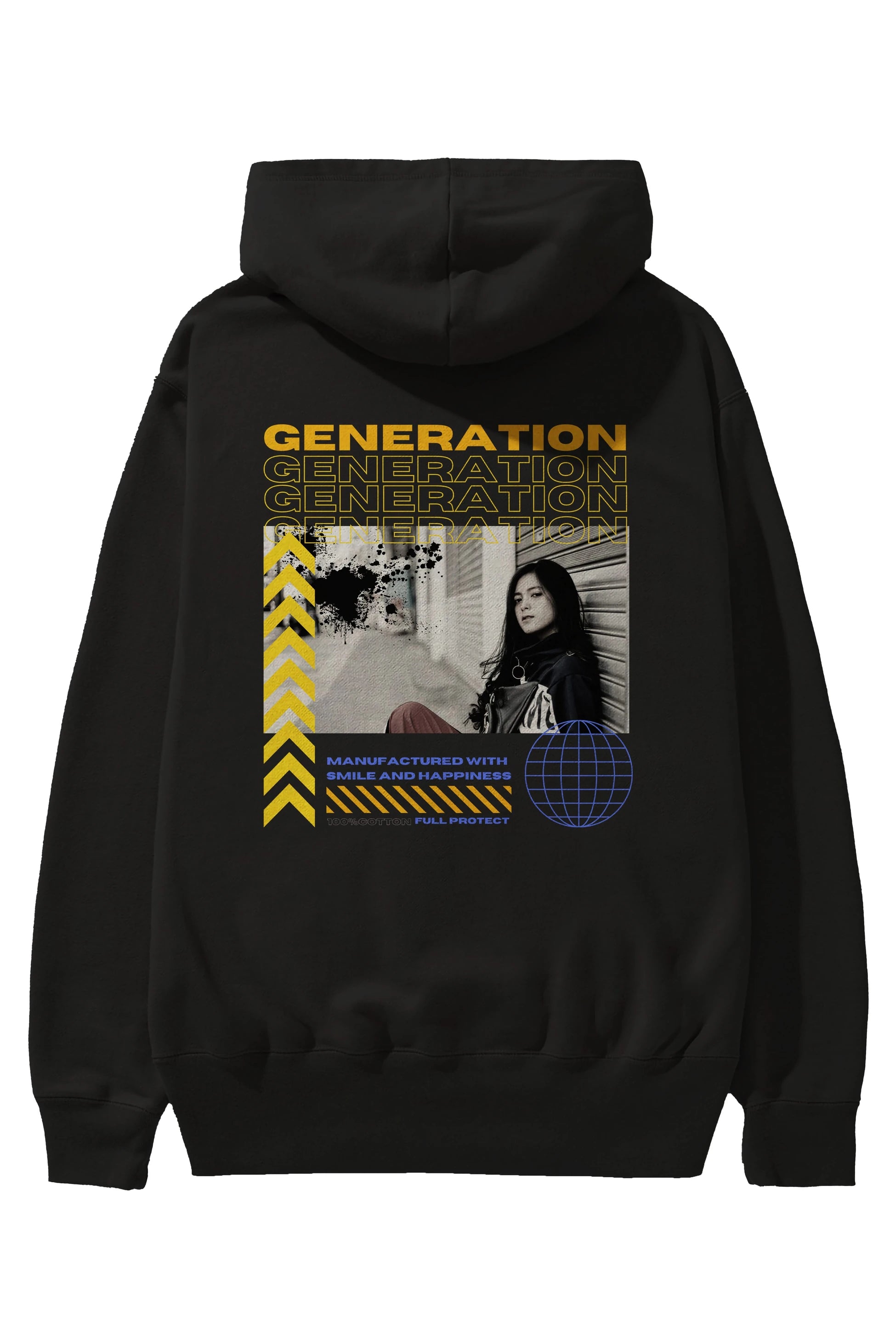 Generation Yazılı Arka Baskılı Oversize Hoodie Kapüşonlu Sweatshirt Erkek Kadın Unisex