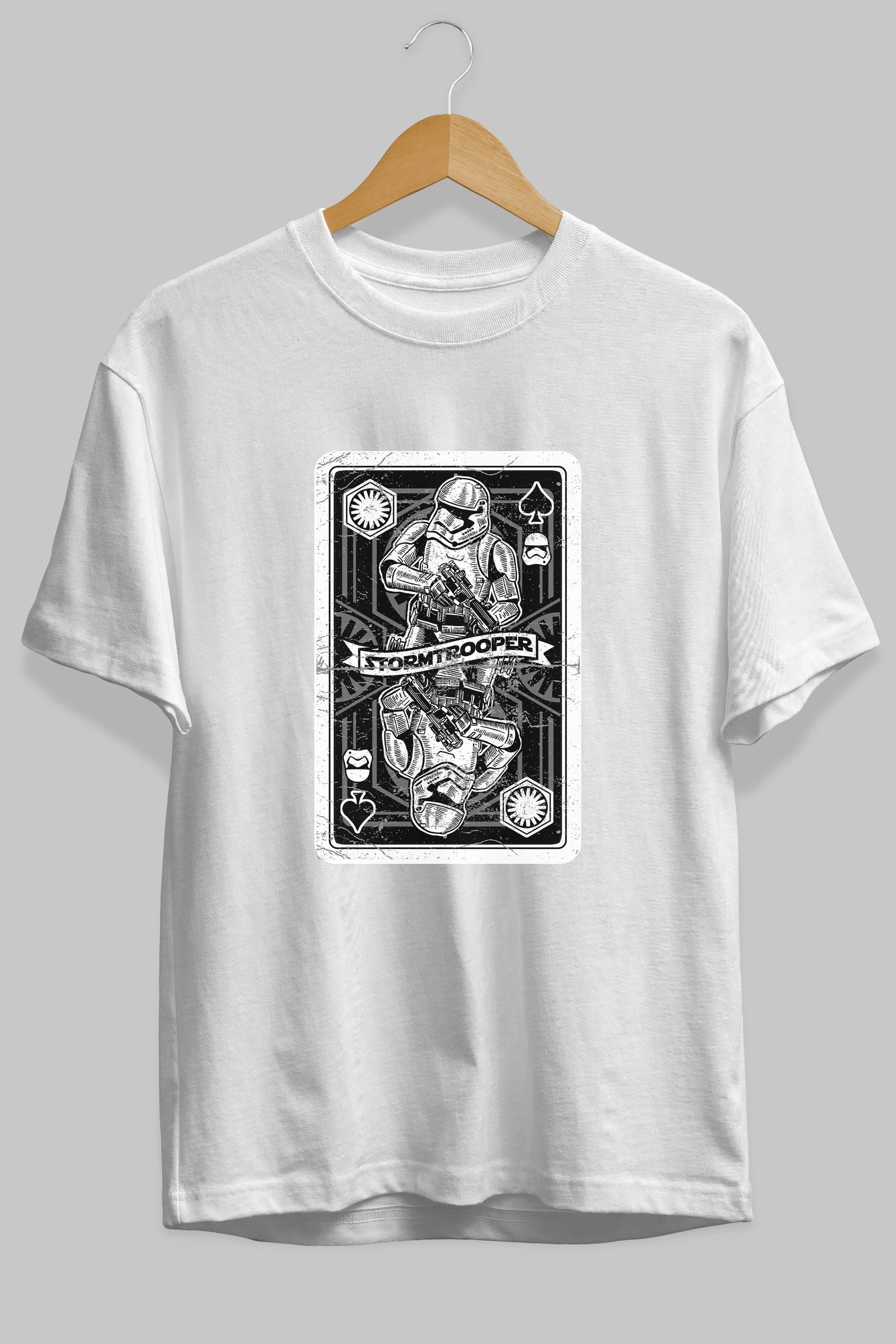 Stormtrooper Playing Card Ön Baskılı Oversize t-shirt Erkek Kadın Unisex %100 Pamuk tişort