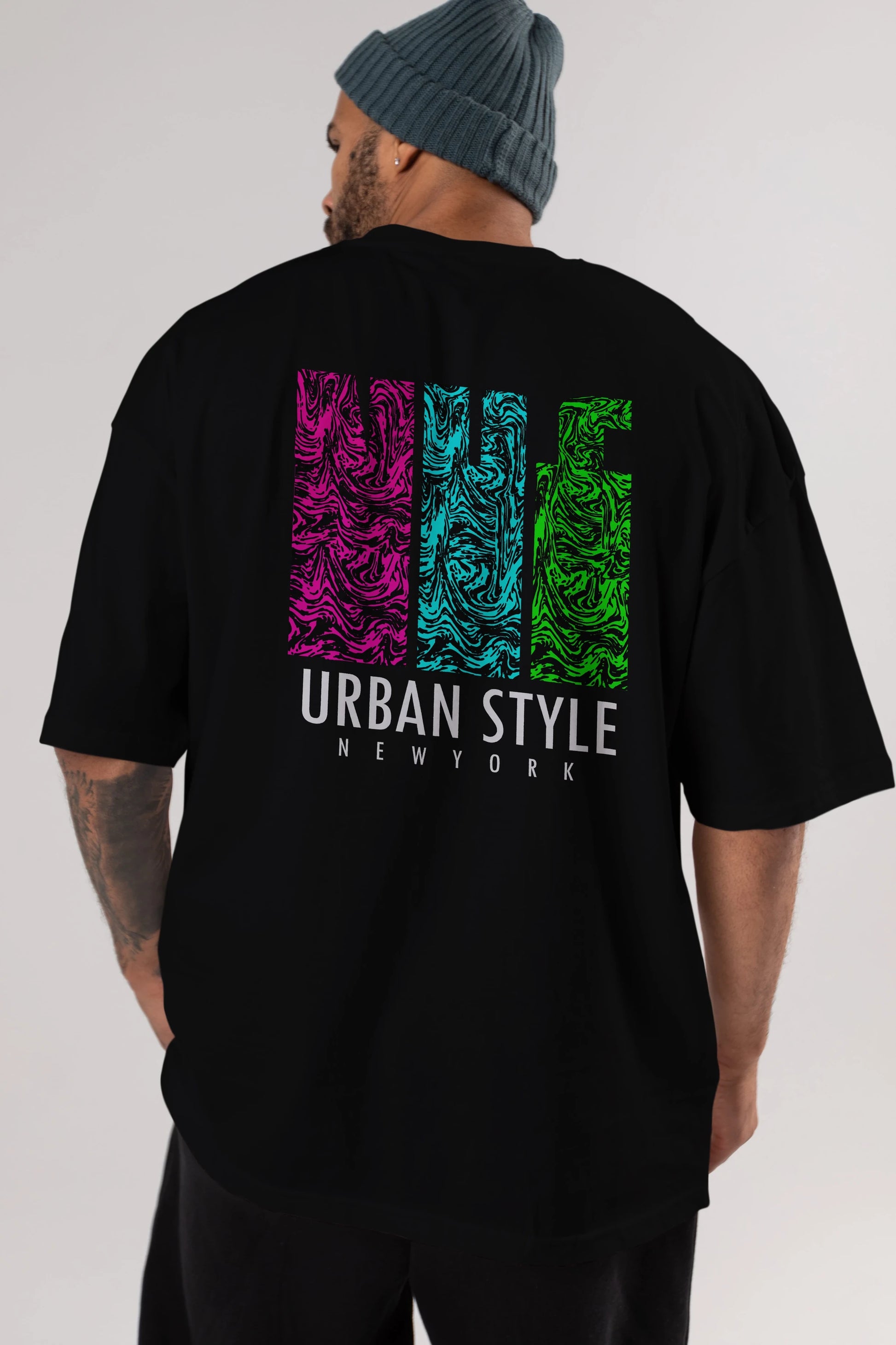 Urban Style Newyork Arka Baskılı Oversize t-shirt Erkek Kadın Unisex