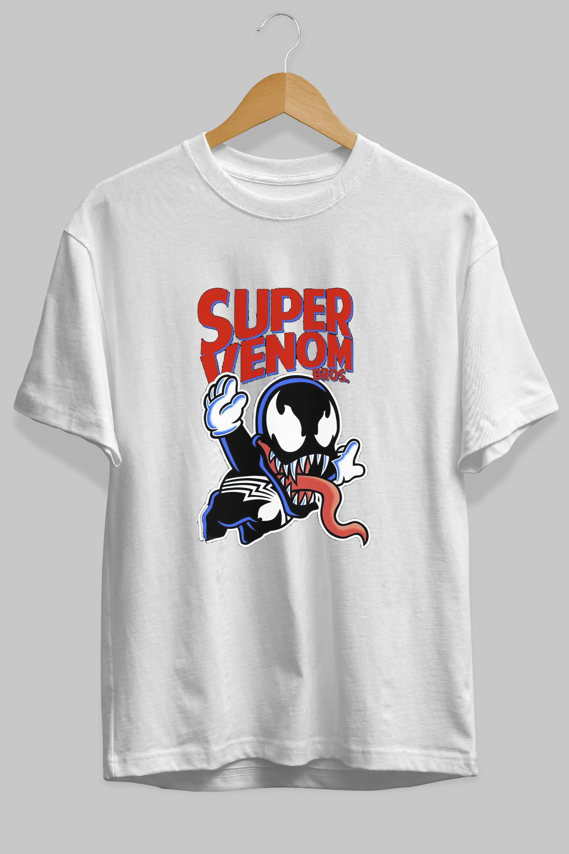 Super Venom Ön Baskılı Oversize t-shirt Erkek Kadın Unisex %100 Pamuk Bisiklet Yaka tişort
